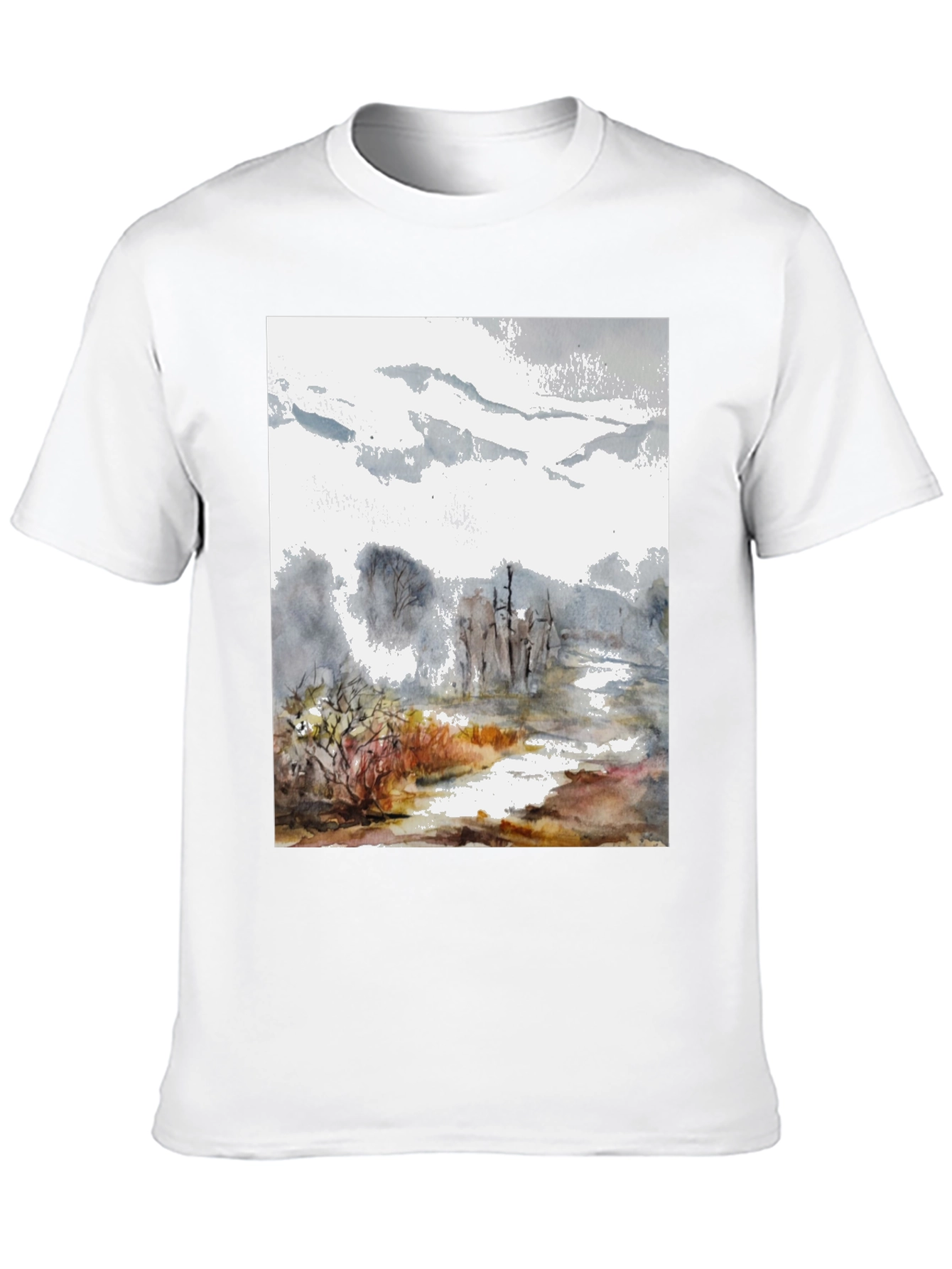 Abstract Landscape Print Tee - Black
