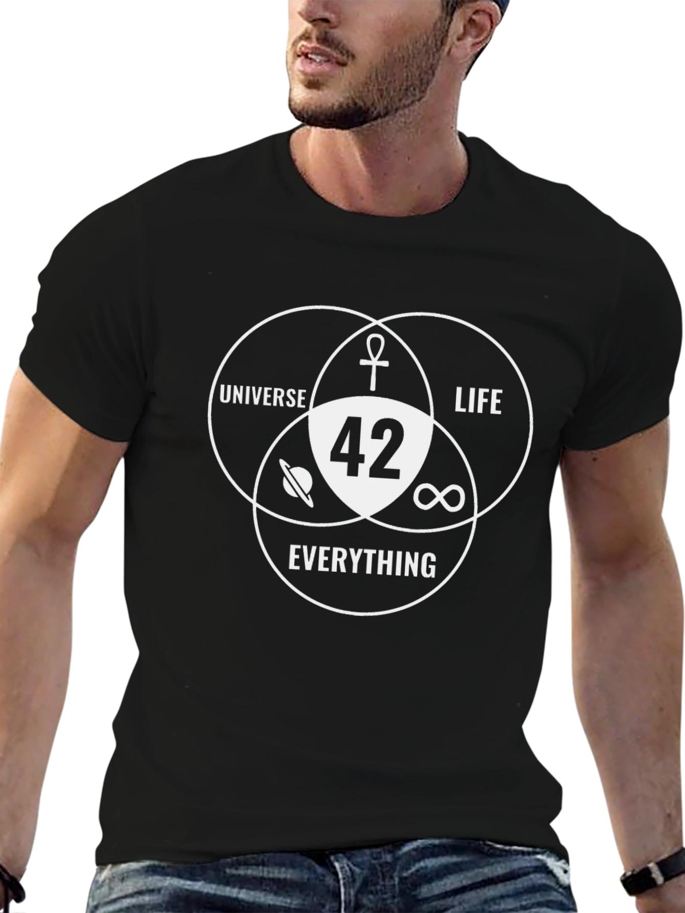42 T-Shirt: Universe Life Everything Venn Diagram Tee