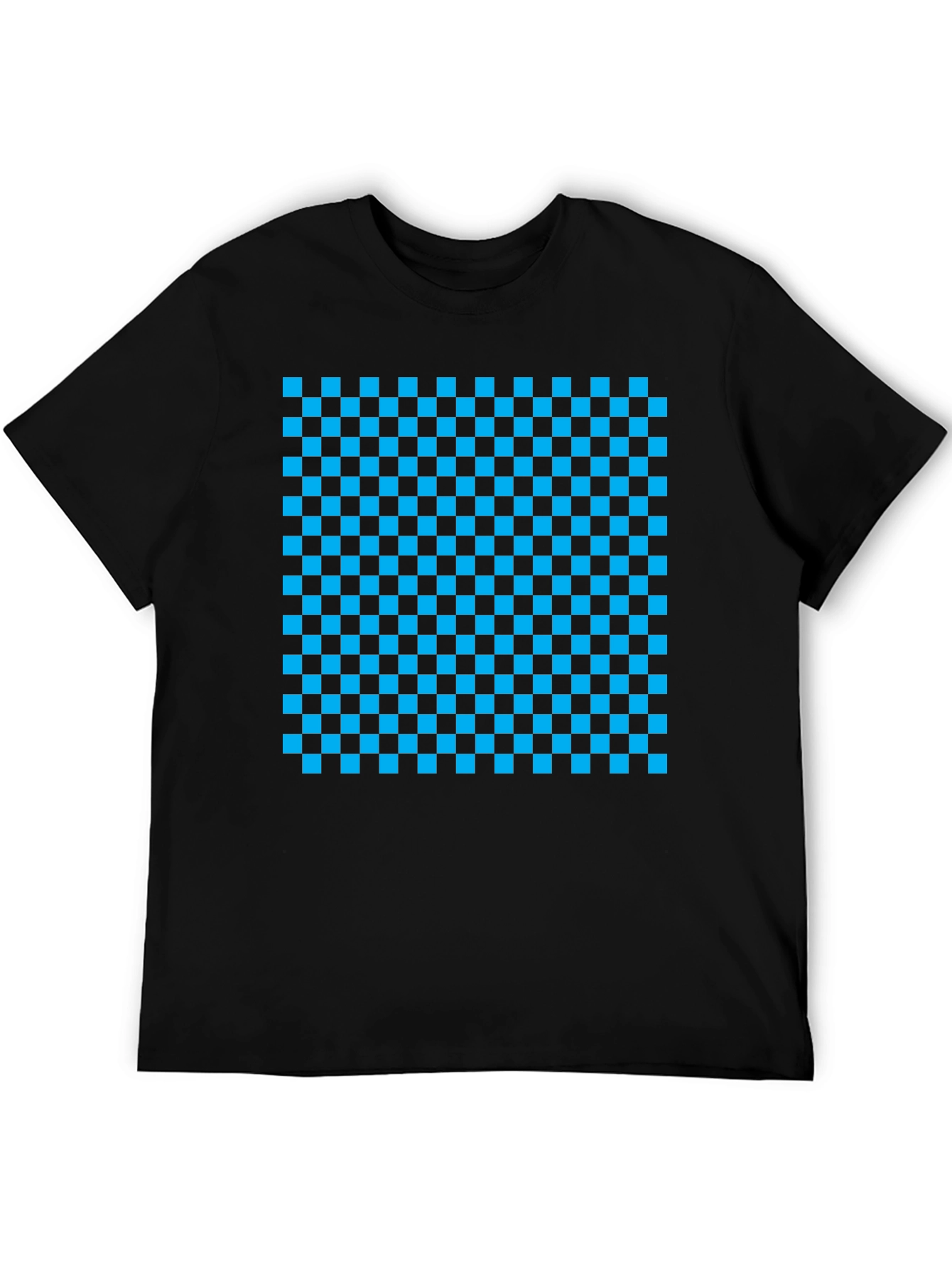 Checkerboard Print Black T-Shirt