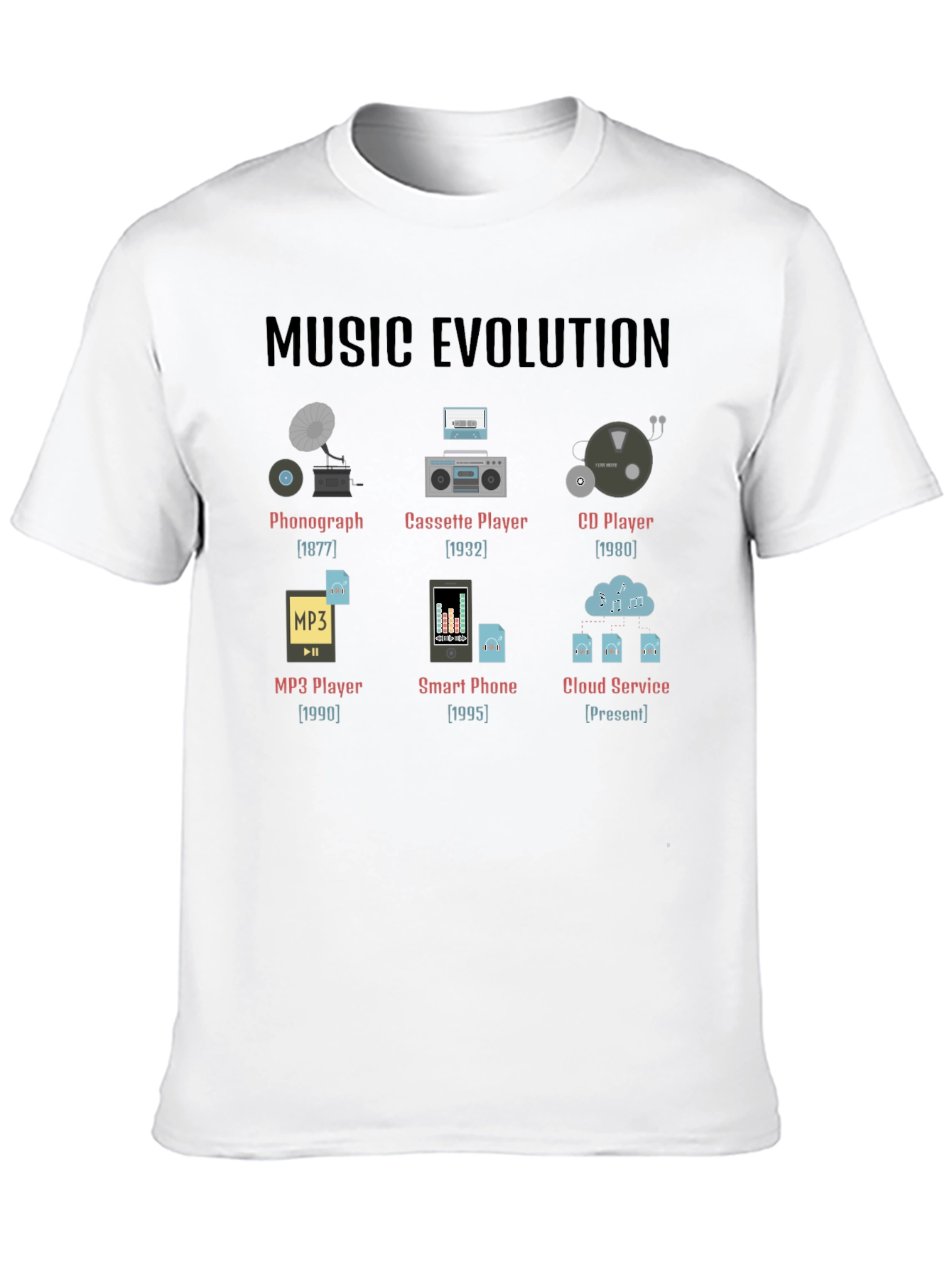 Music Evolution T-Shirt - Black Graphic Tee