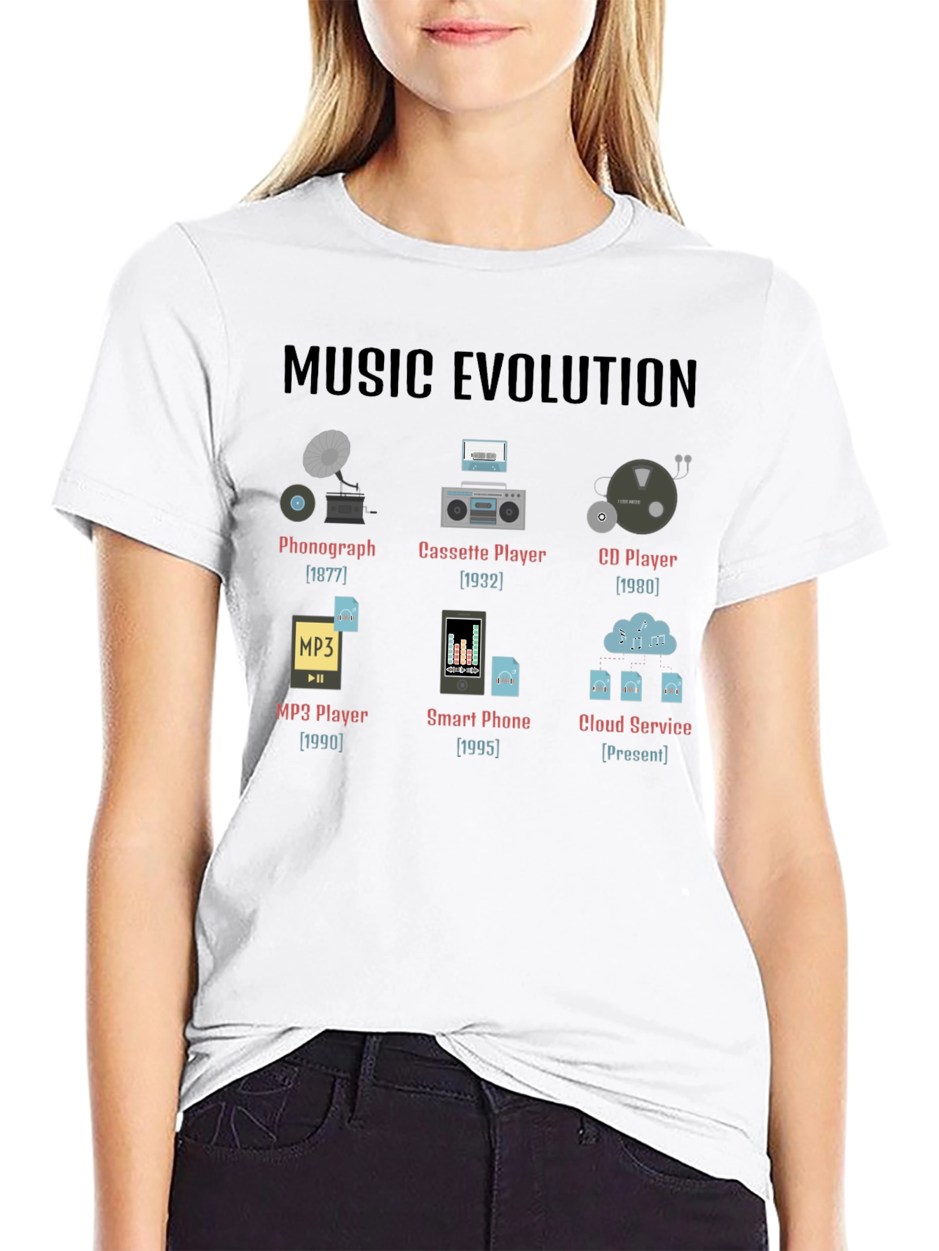 Music Evolution T-Shirt - Black Graphic Tee