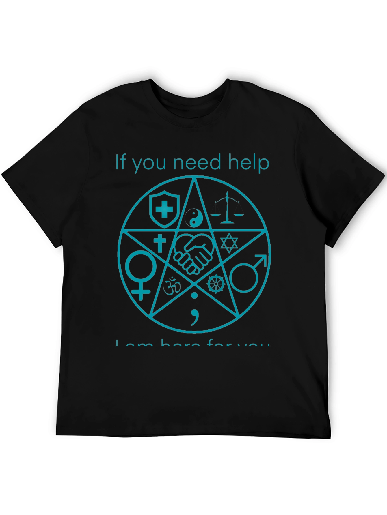 Symbolic Help T-Shirt - Black Graphic Tee