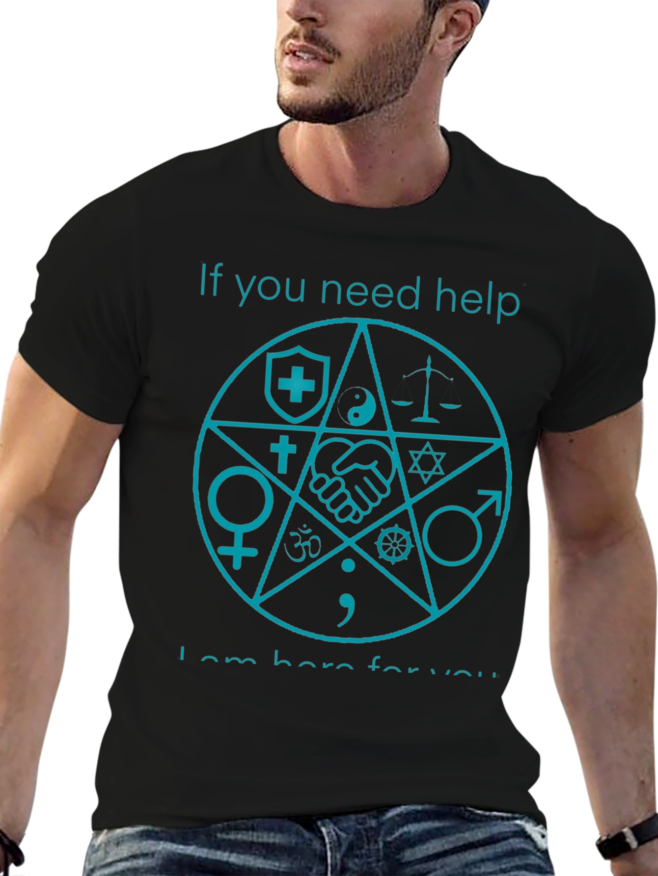 Symbolic Help T-Shirt - Black Graphic Tee