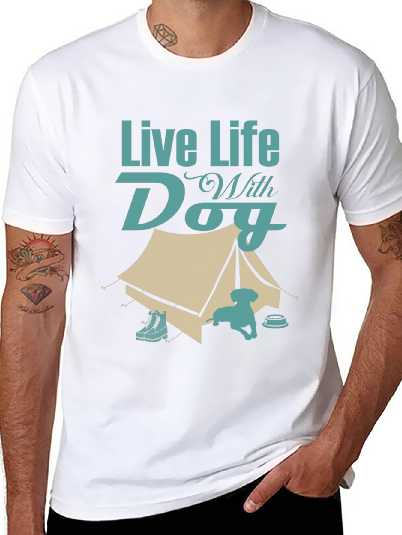 Live Life With Dog Camping T-Shirt
