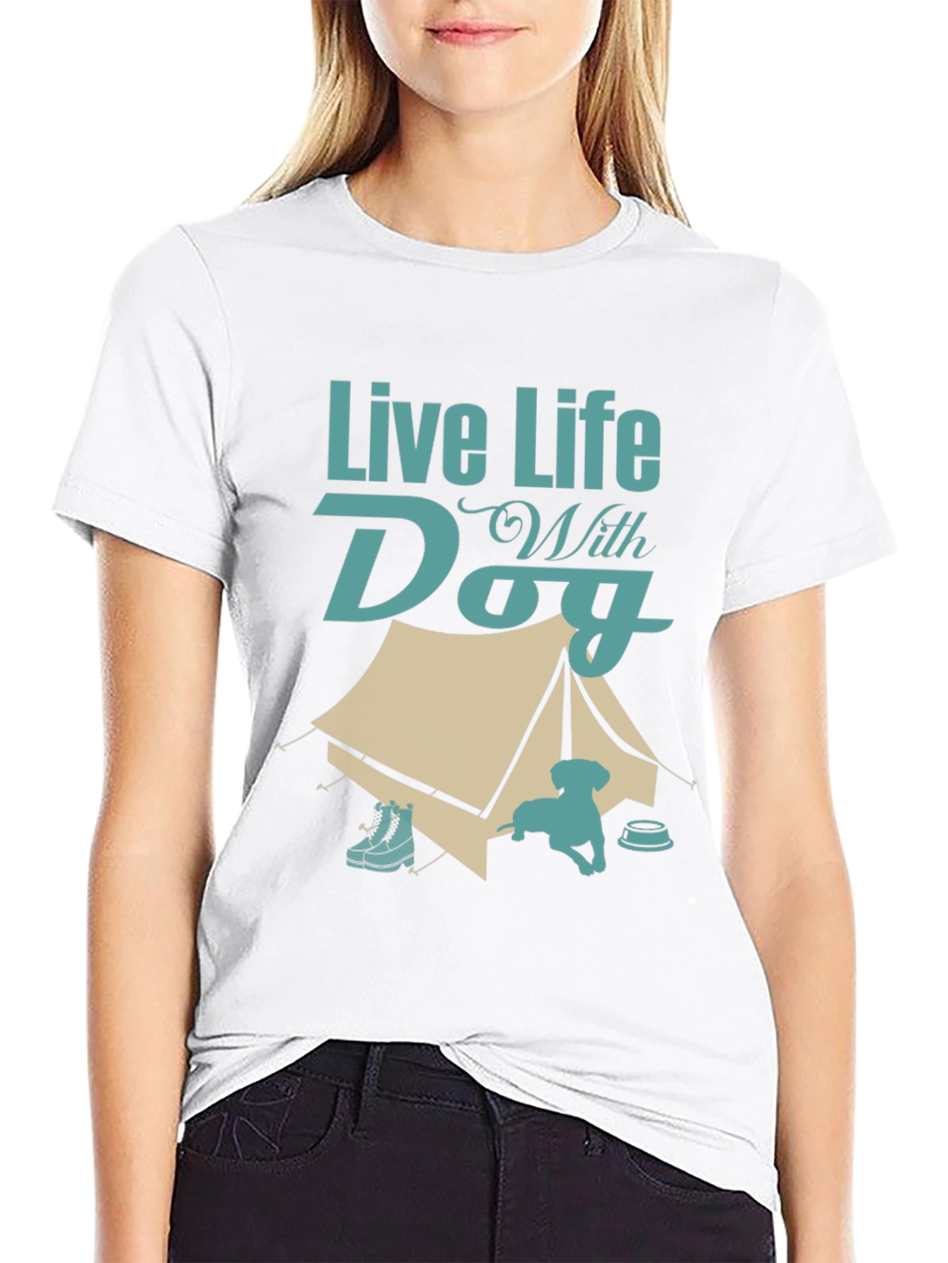 Live Life With Dog Camping T-Shirt