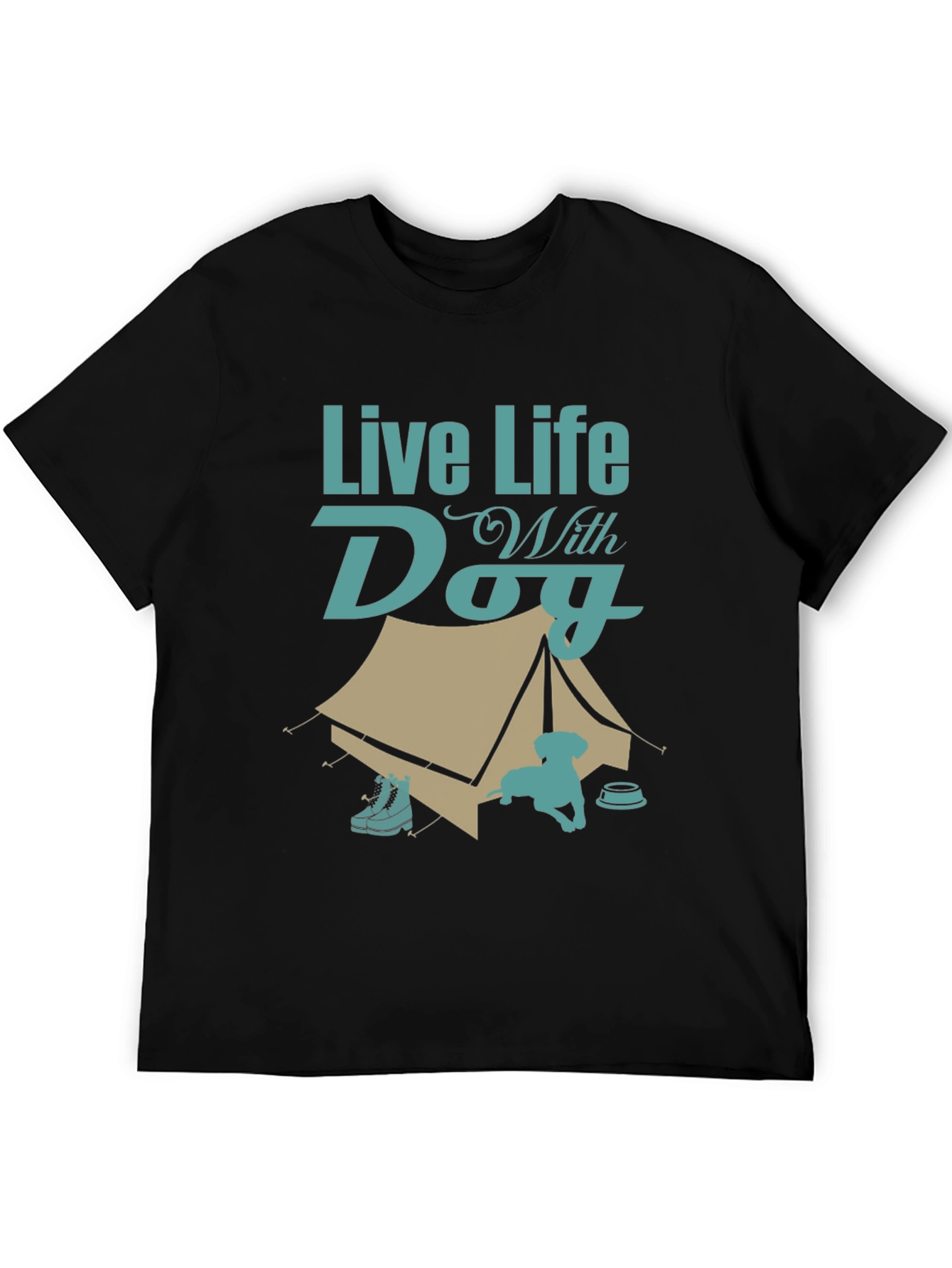 Live Life With Dog Camping T-Shirt