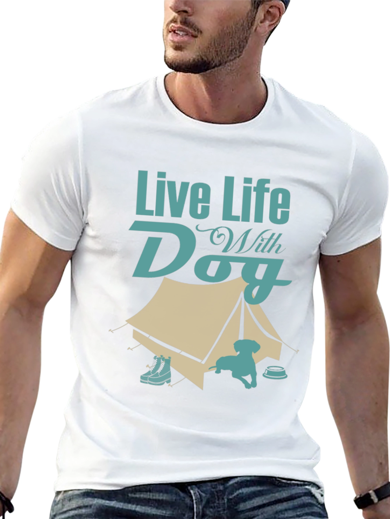 Live Life With Dog Camping T-Shirt