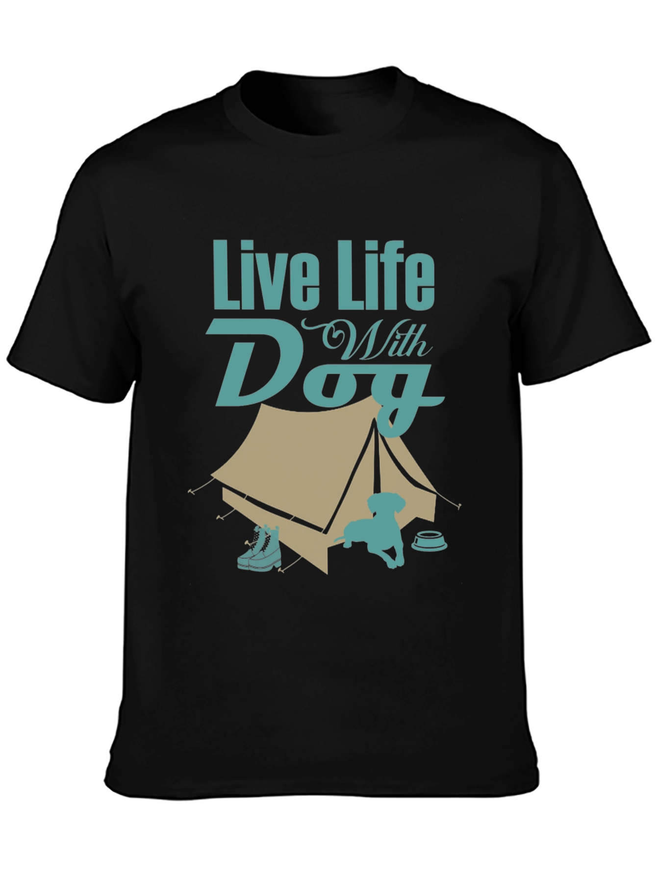 Live Life With Dog Camping T-Shirt