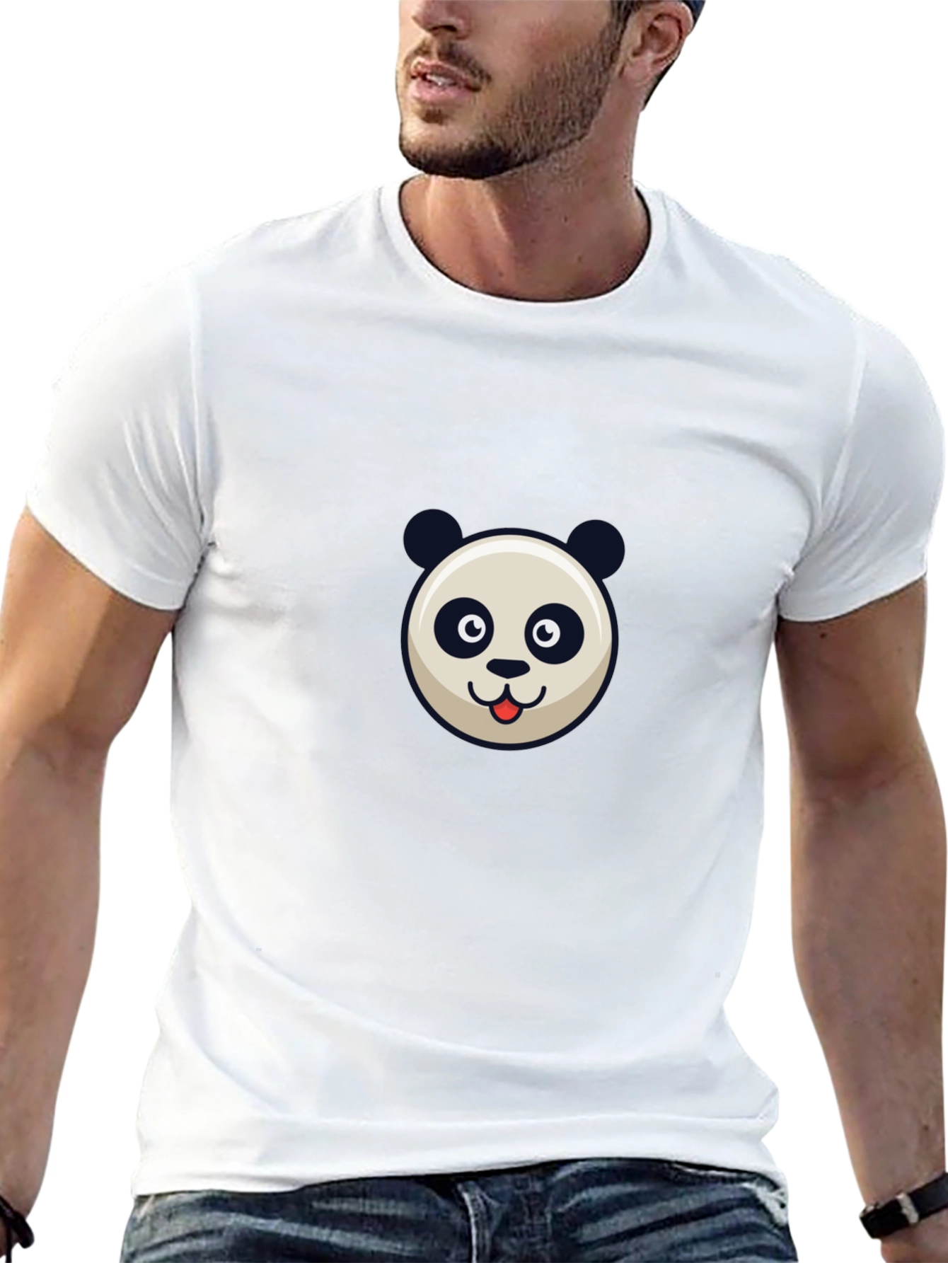 Panda Face Graphic Black T-Shirt