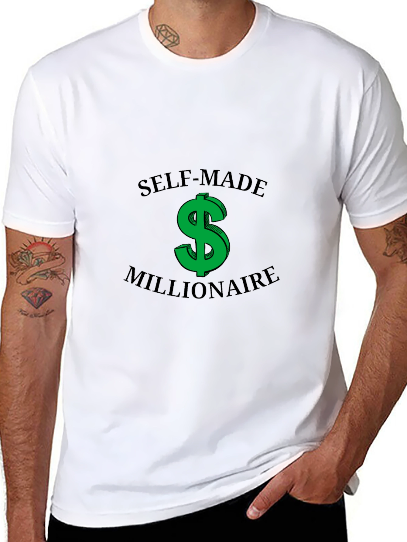 Self-Made Millionaire Graphic Tee - Black Cotton Casual T-Shirt