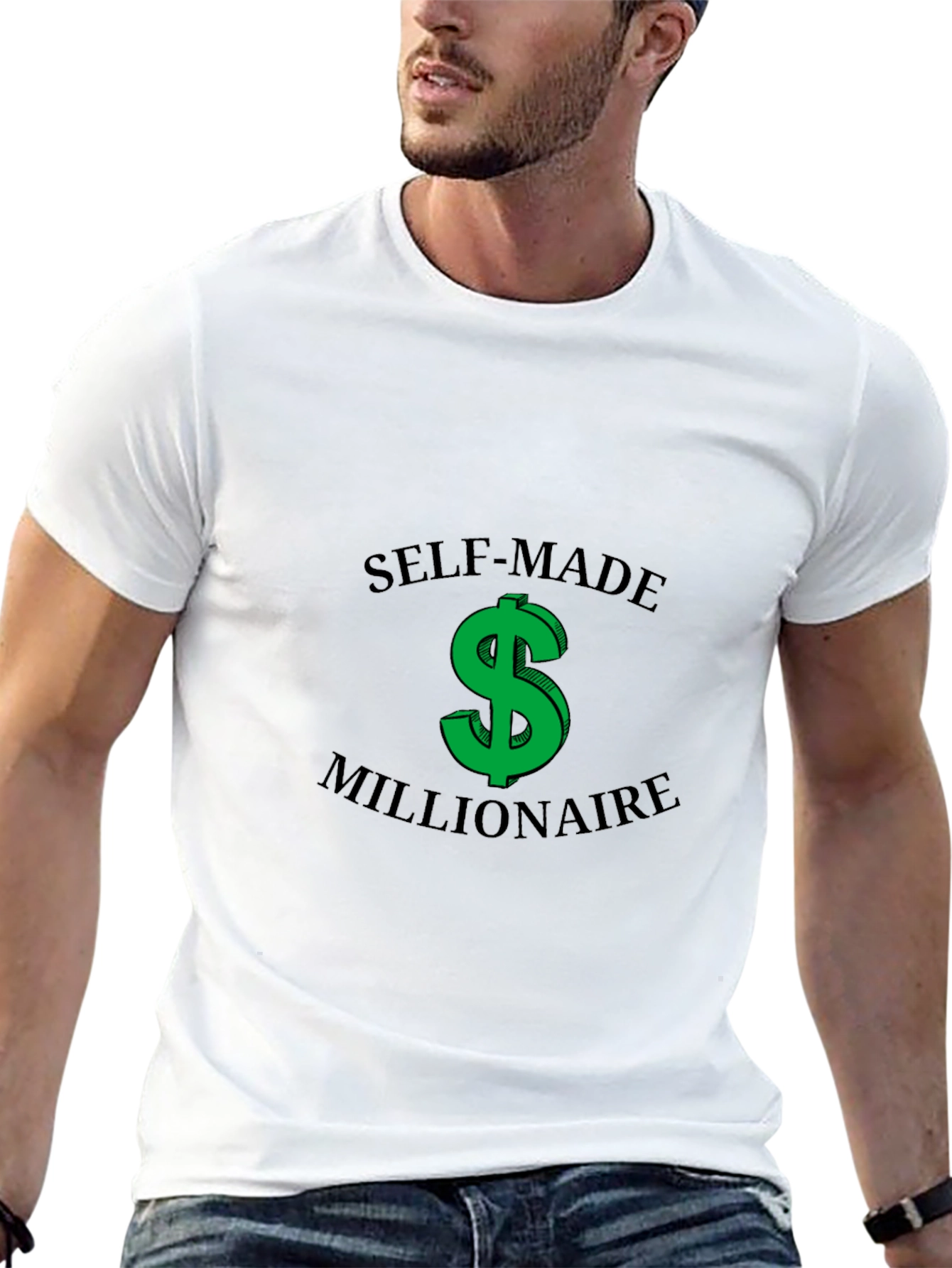 Self-Made Millionaire Graphic Tee - Black Cotton Casual T-Shirt