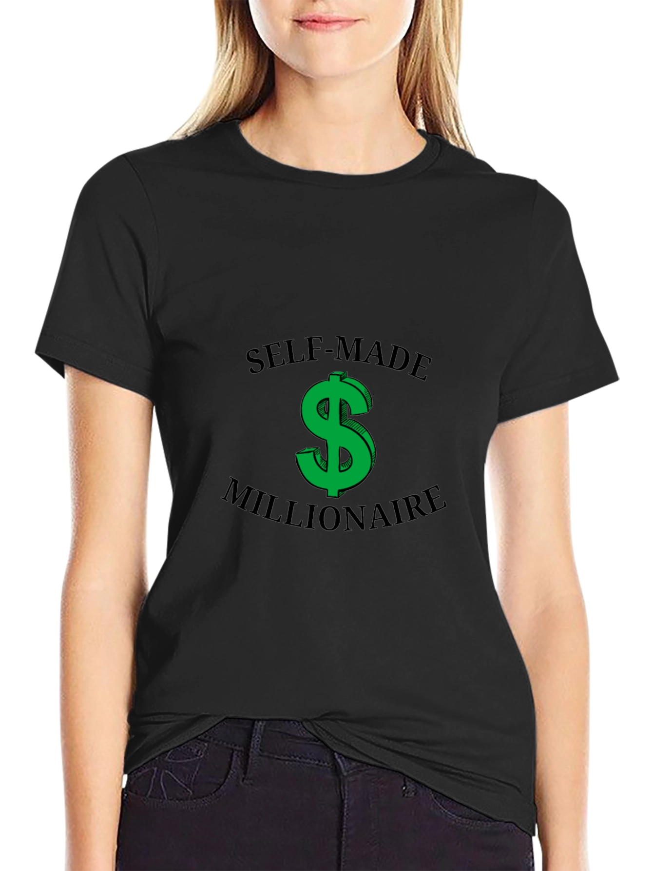 Self-Made Millionaire Graphic Tee - Black Cotton Casual T-Shirt