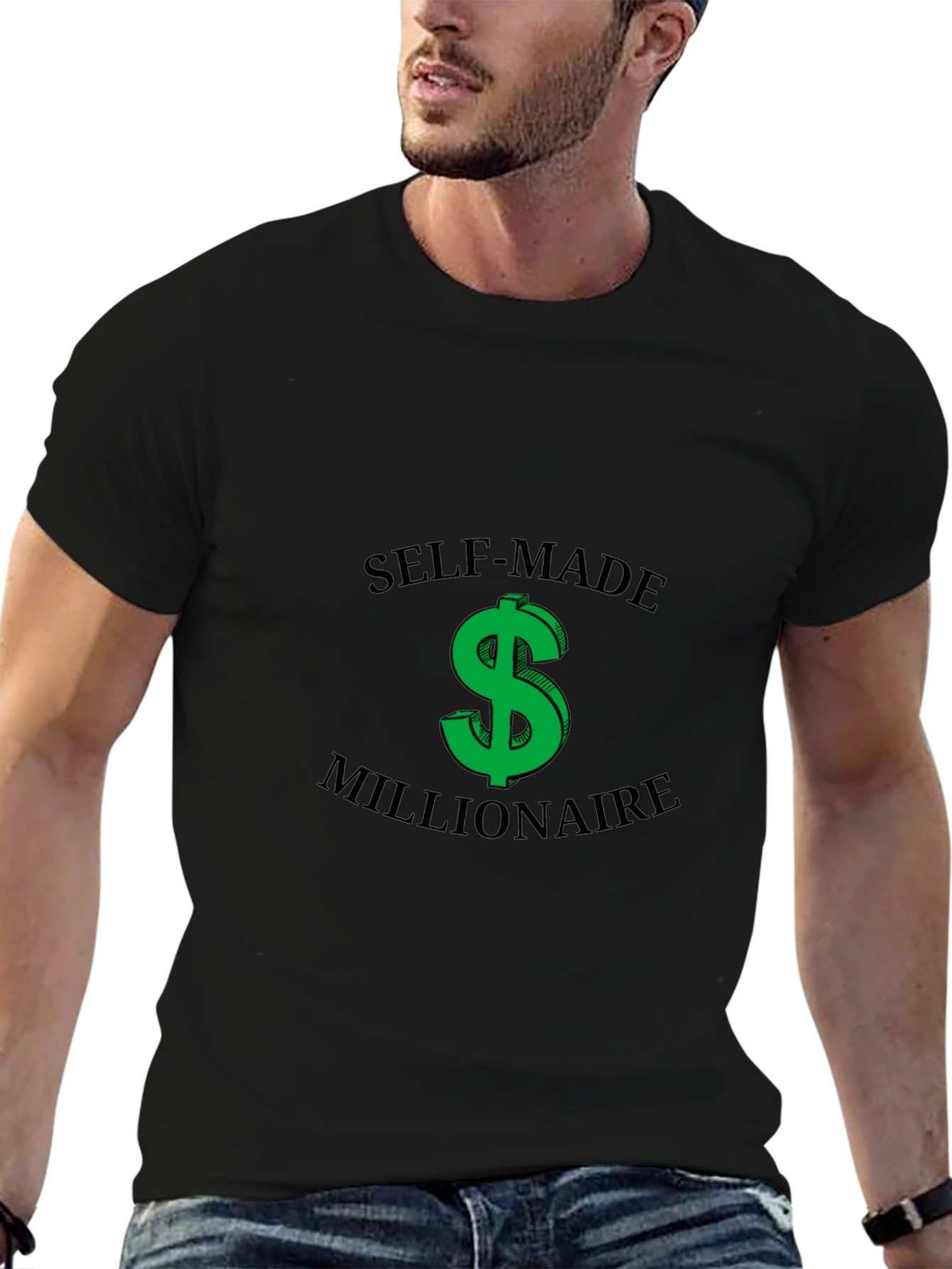 Self-Made Millionaire Graphic Tee - Black Cotton Casual T-Shirt