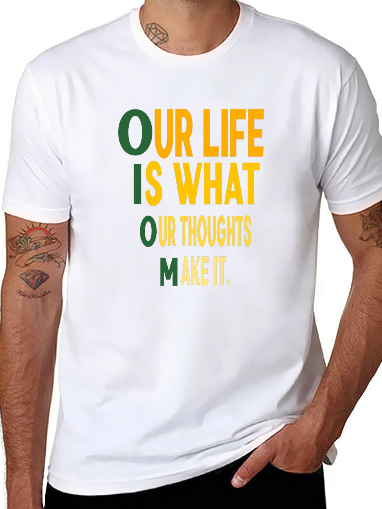 Motivational Our Life Graphic Print Black T-Shirt