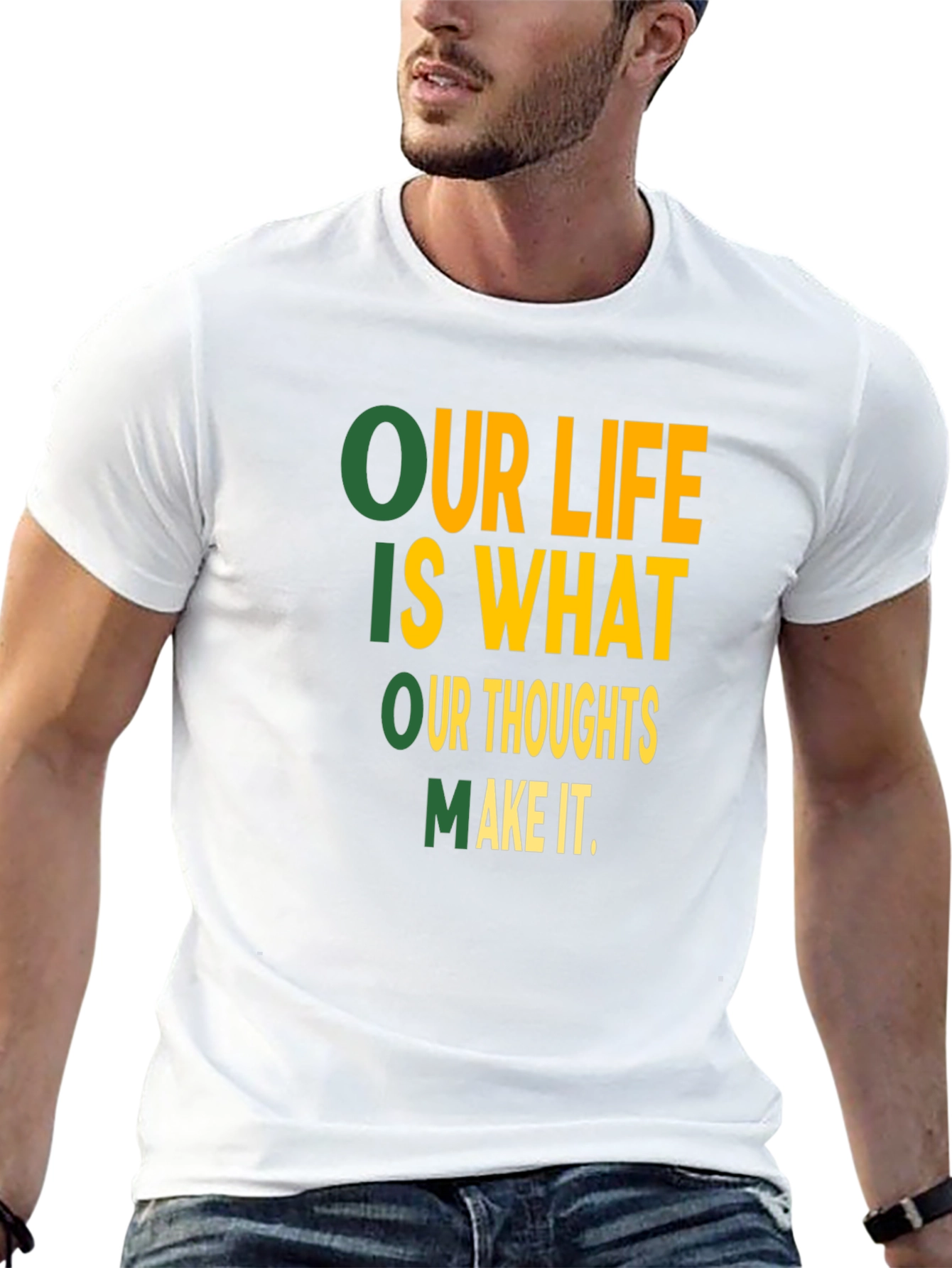 Motivational Our Life Graphic Print Black T-Shirt
