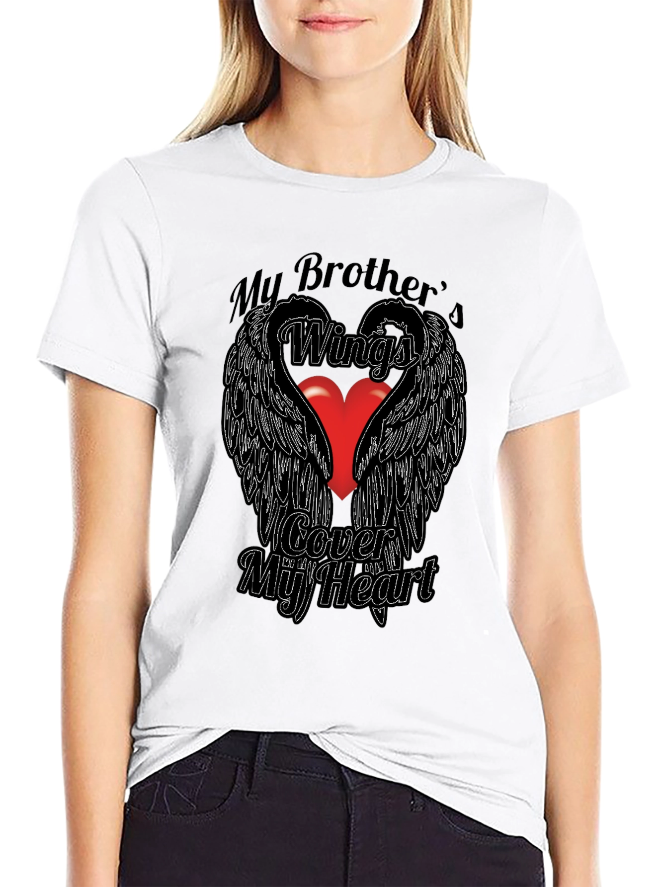 Brothers Wings T-Shirt - Memorial Heart Design