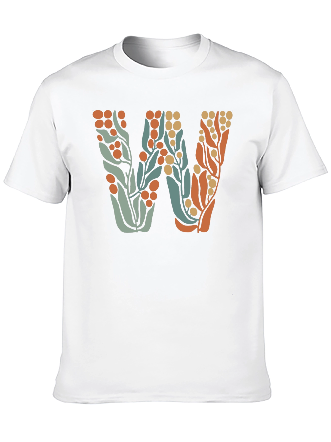 Floral Initial W Black T-Shirt
