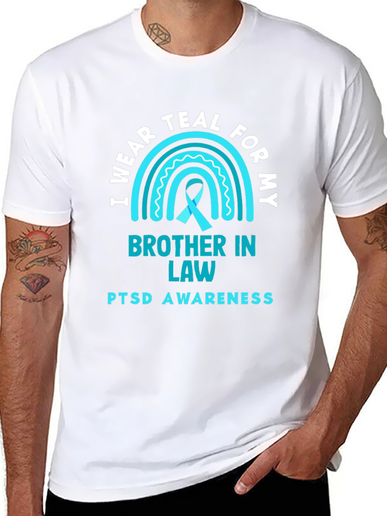 Teal PTSD Awareness T-Shirt for Brother in Law