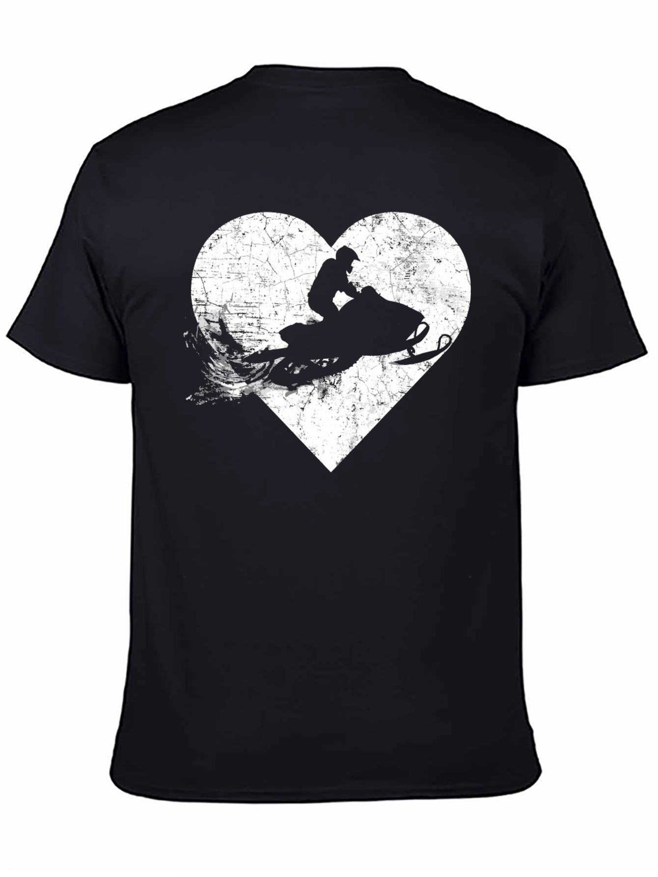 Snowmobile Heart Graphic Tee - Mens Black T-Shirt