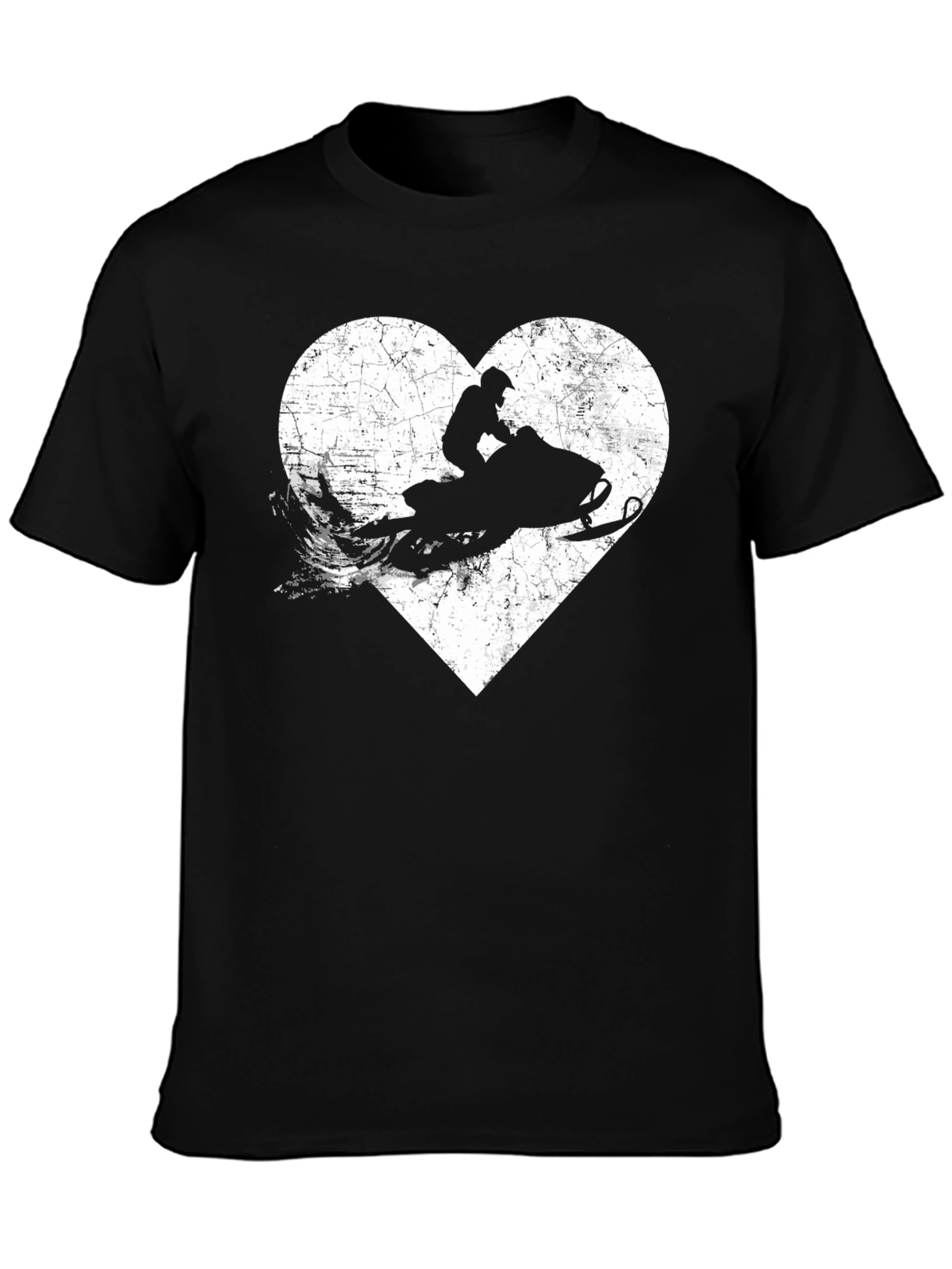 Snowmobile Heart Graphic Tee - Mens Black T-Shirt