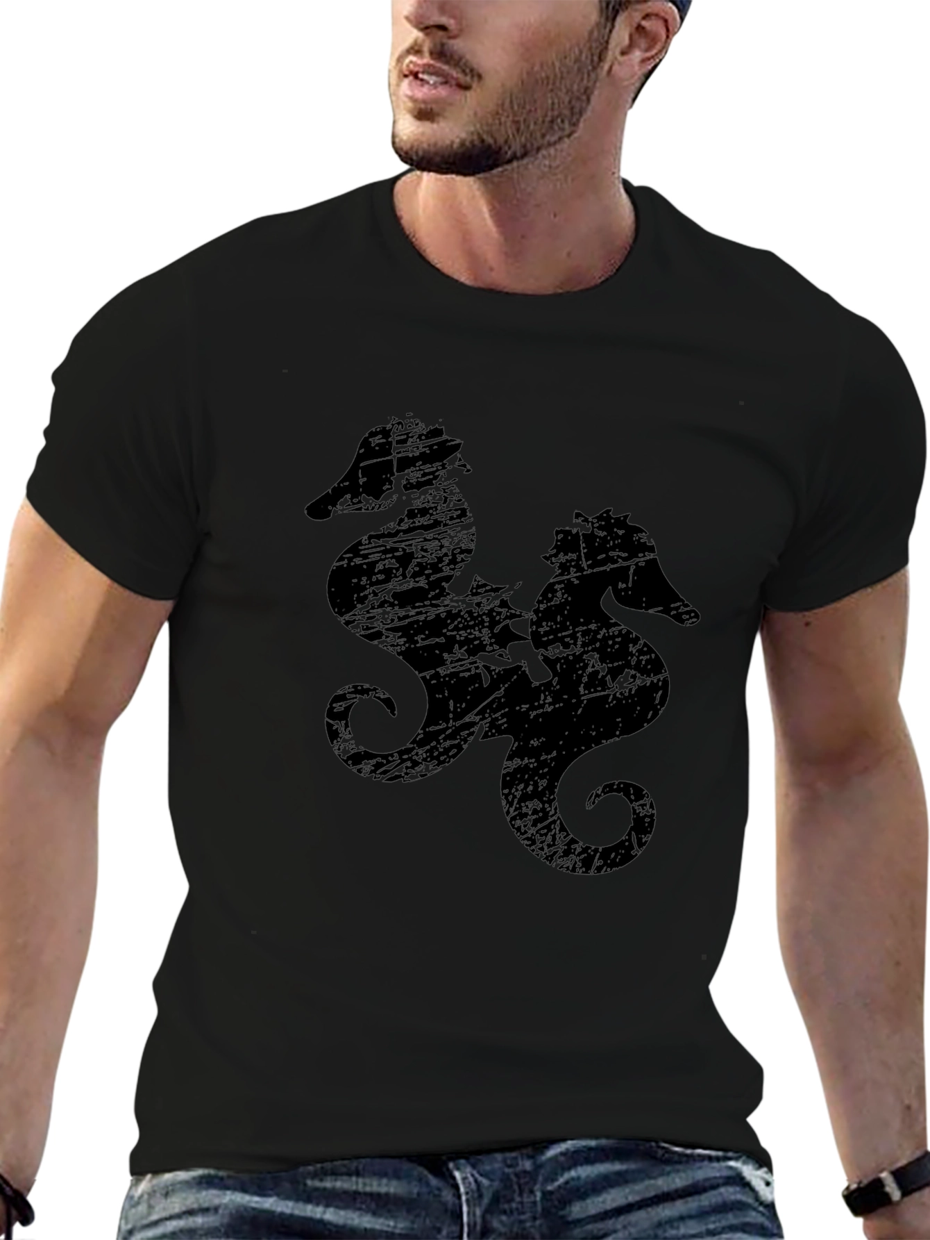 Black Sea Horse Graphic Tee