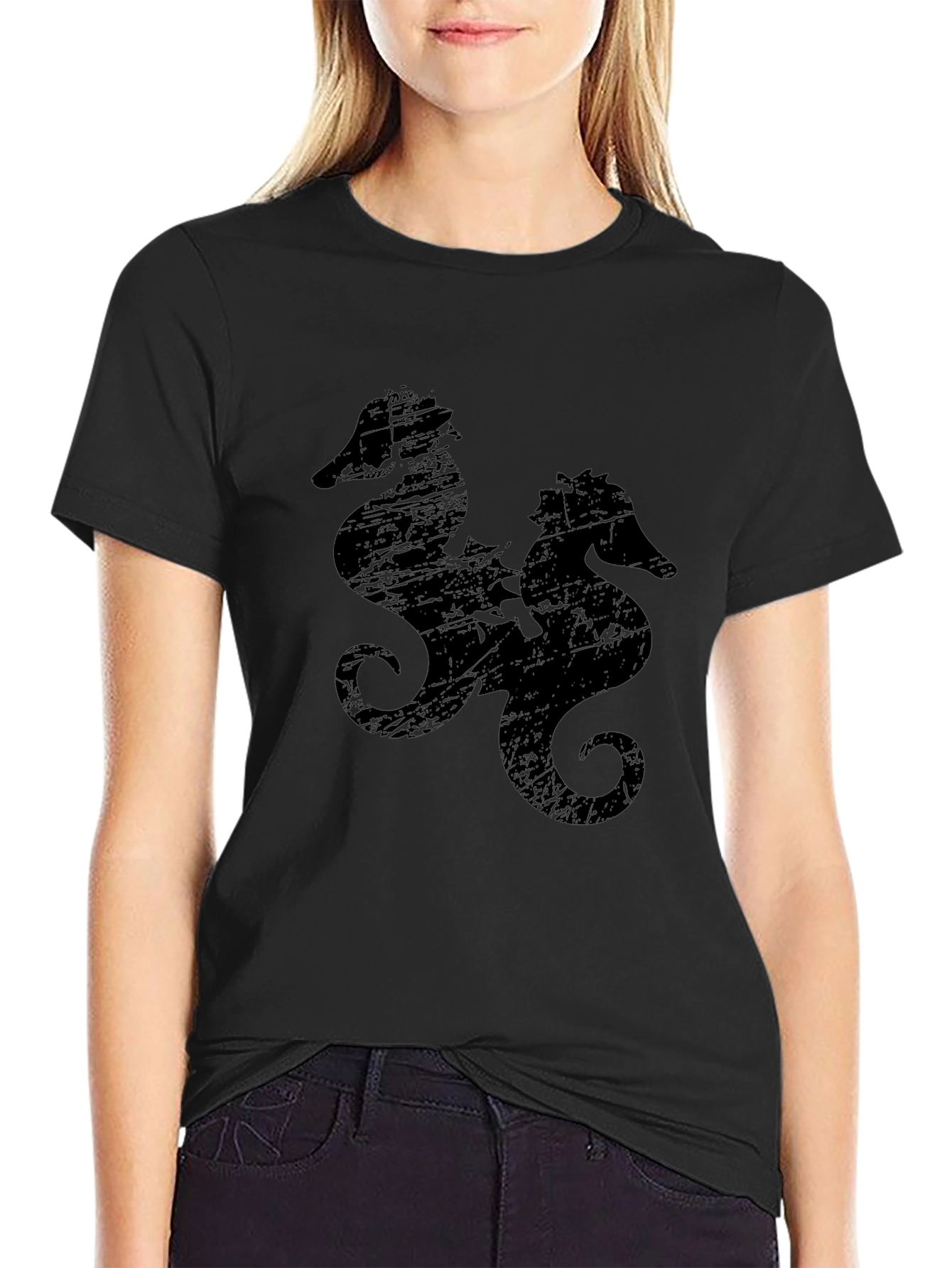 Black Sea Horse Graphic Tee