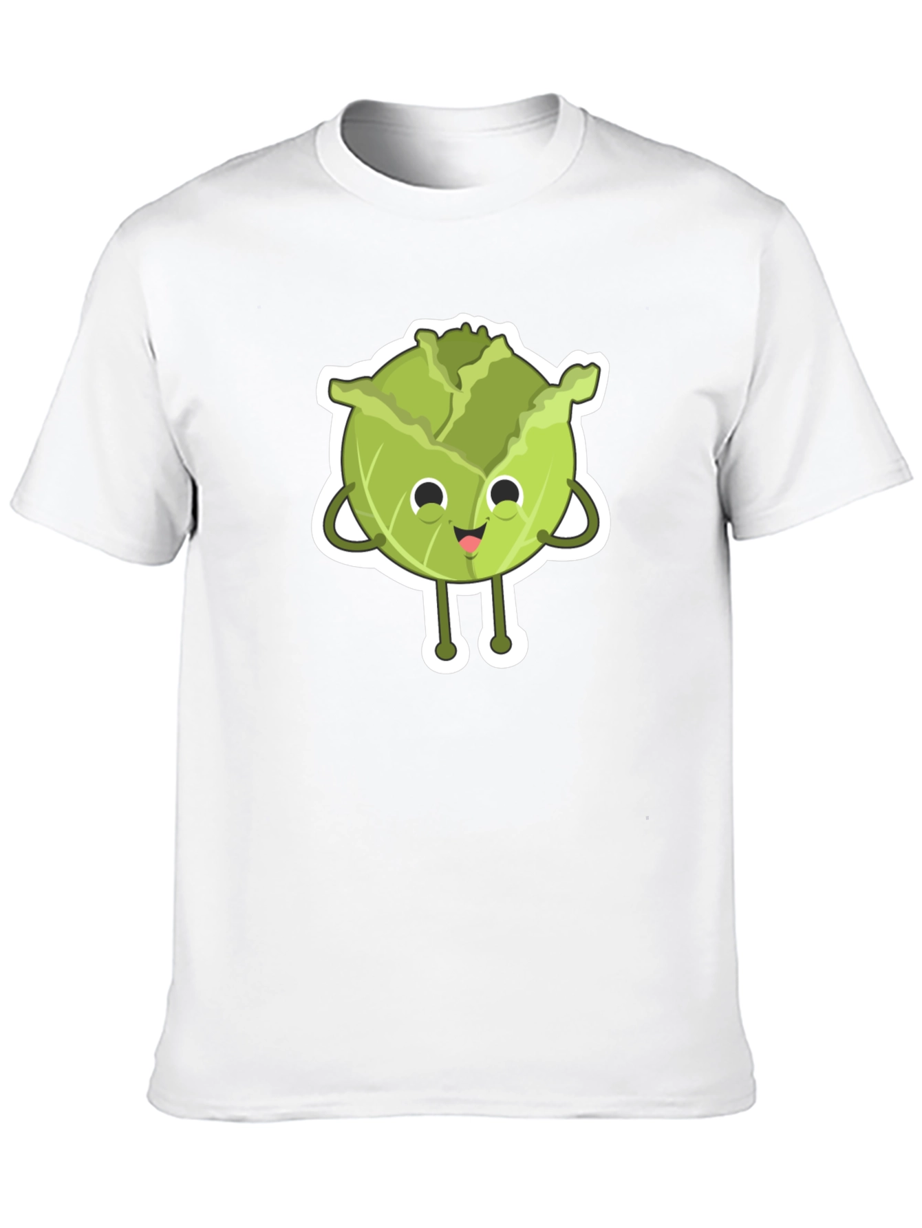 Cute Cabbage Cartoon Black T-Shirt