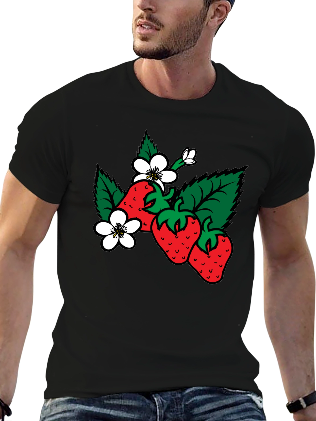 Strawberry Blossom Black T-Shirt