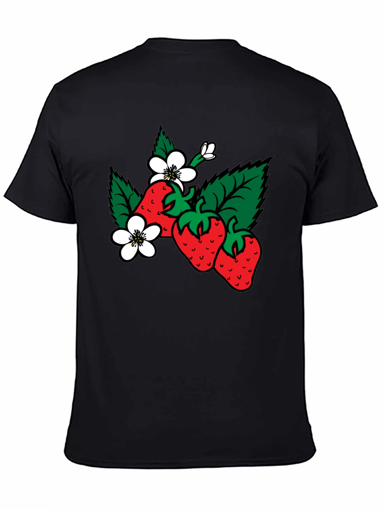 Strawberry Blossom Black T-Shirt