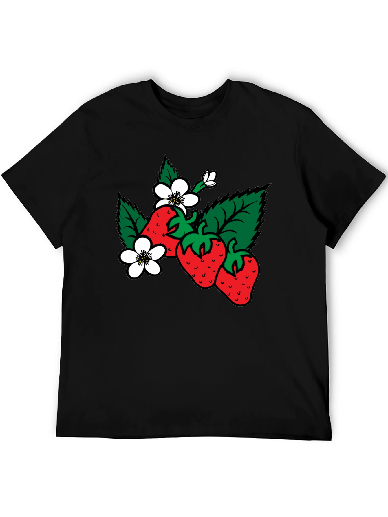Strawberry Blossom Black T-Shirt