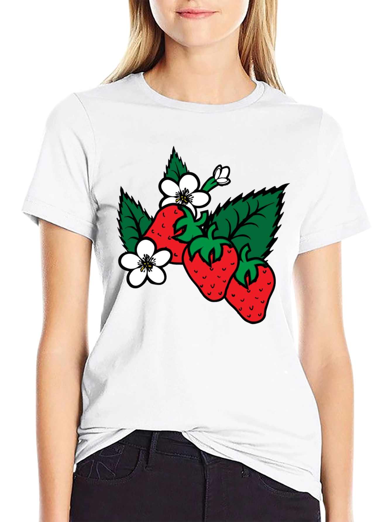 Strawberry Blossom Black T-Shirt