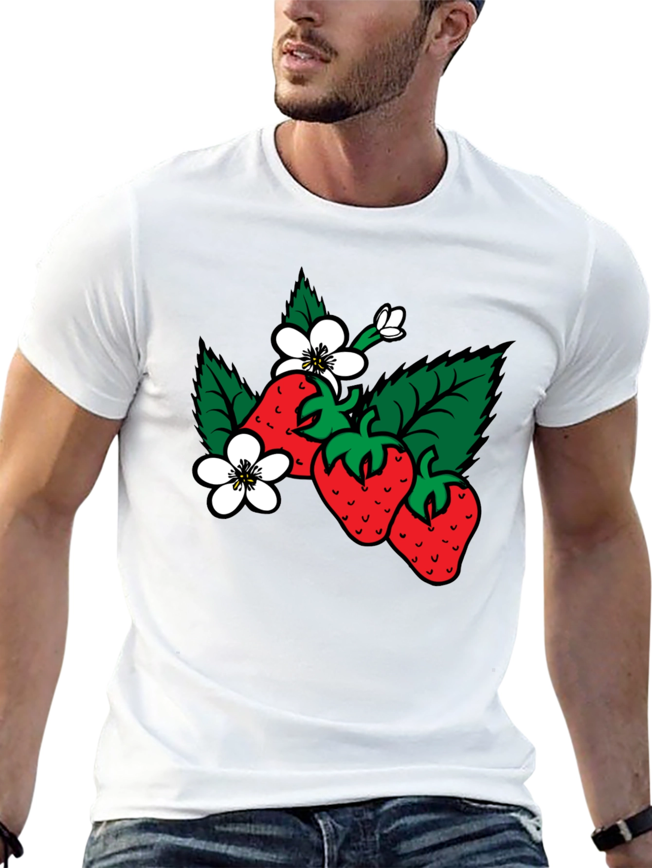 Strawberry Blossom Black T-Shirt