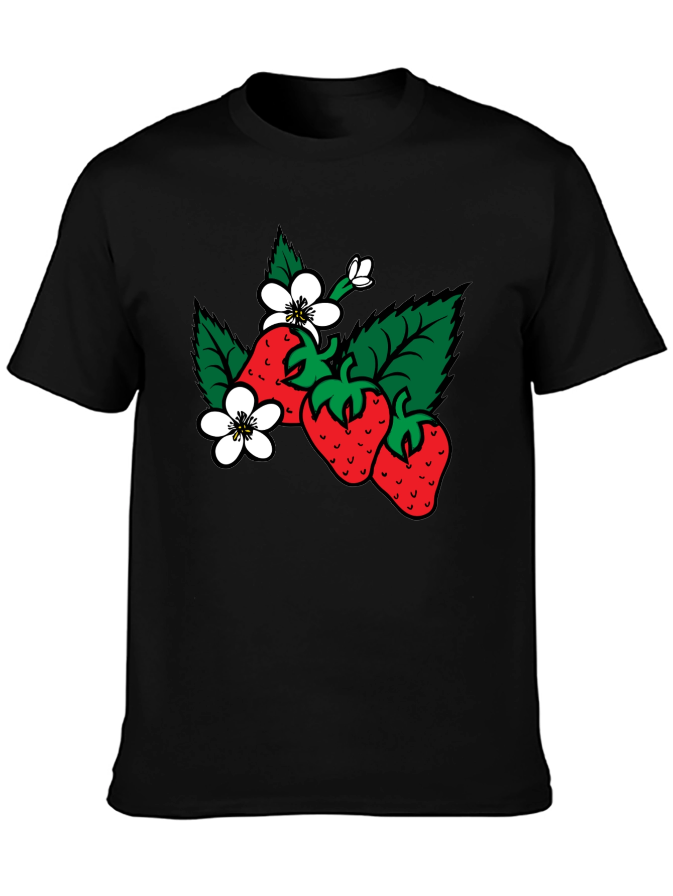 Strawberry Blossom Black T-Shirt