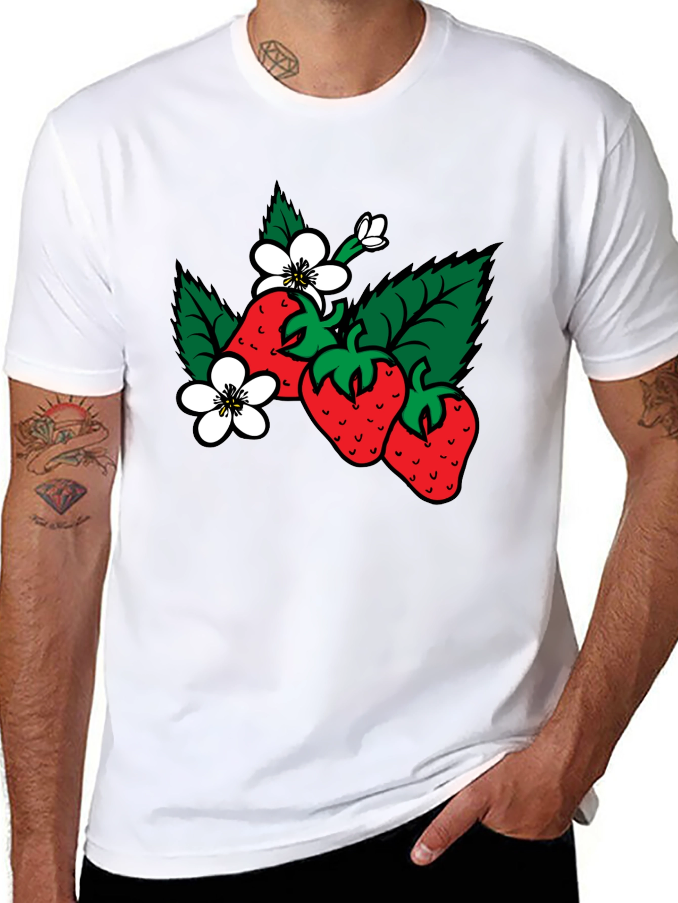 Strawberry Blossom Black T-Shirt