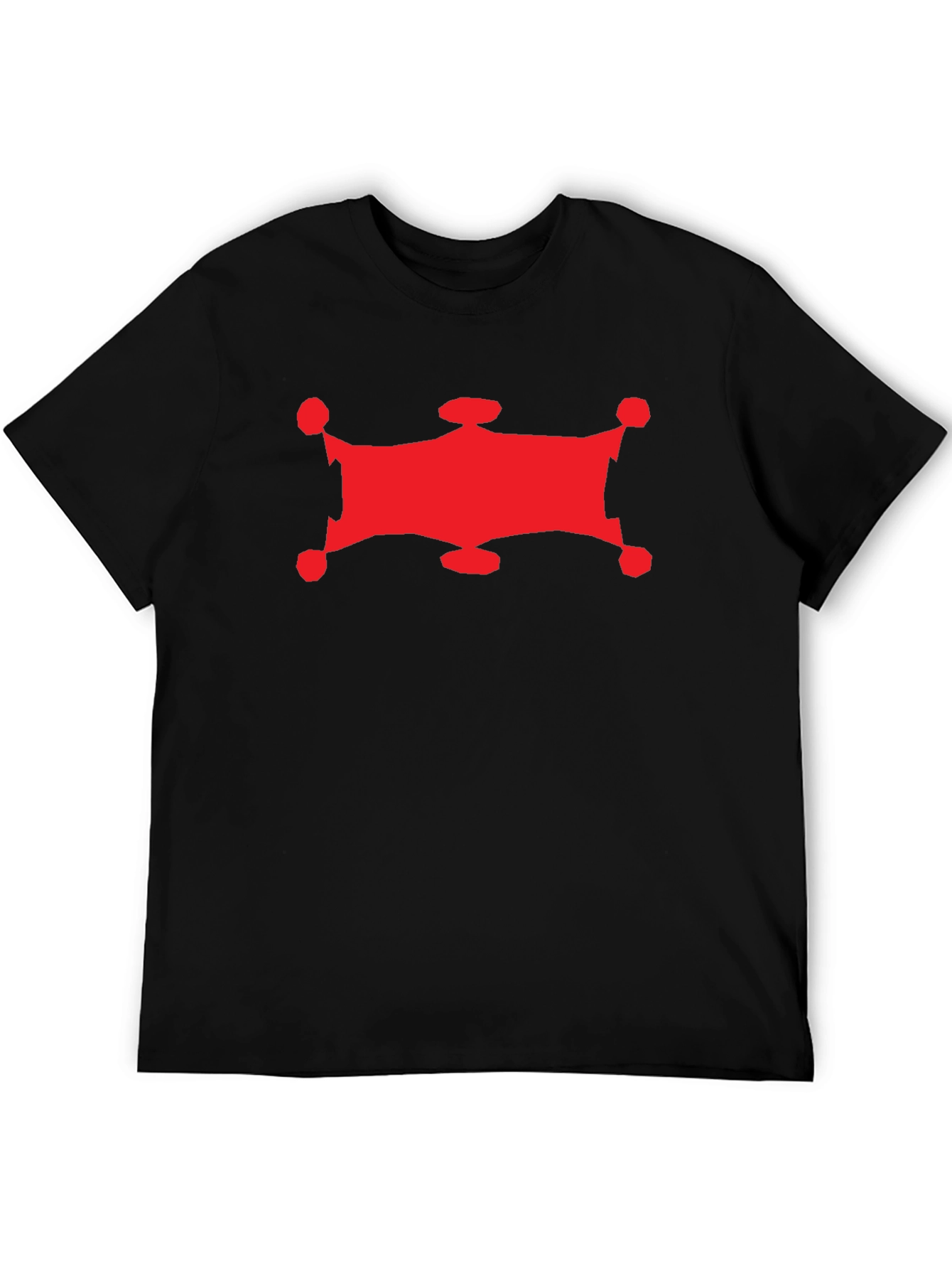 Red Graphic Print Black Crew Neck T-Shirt