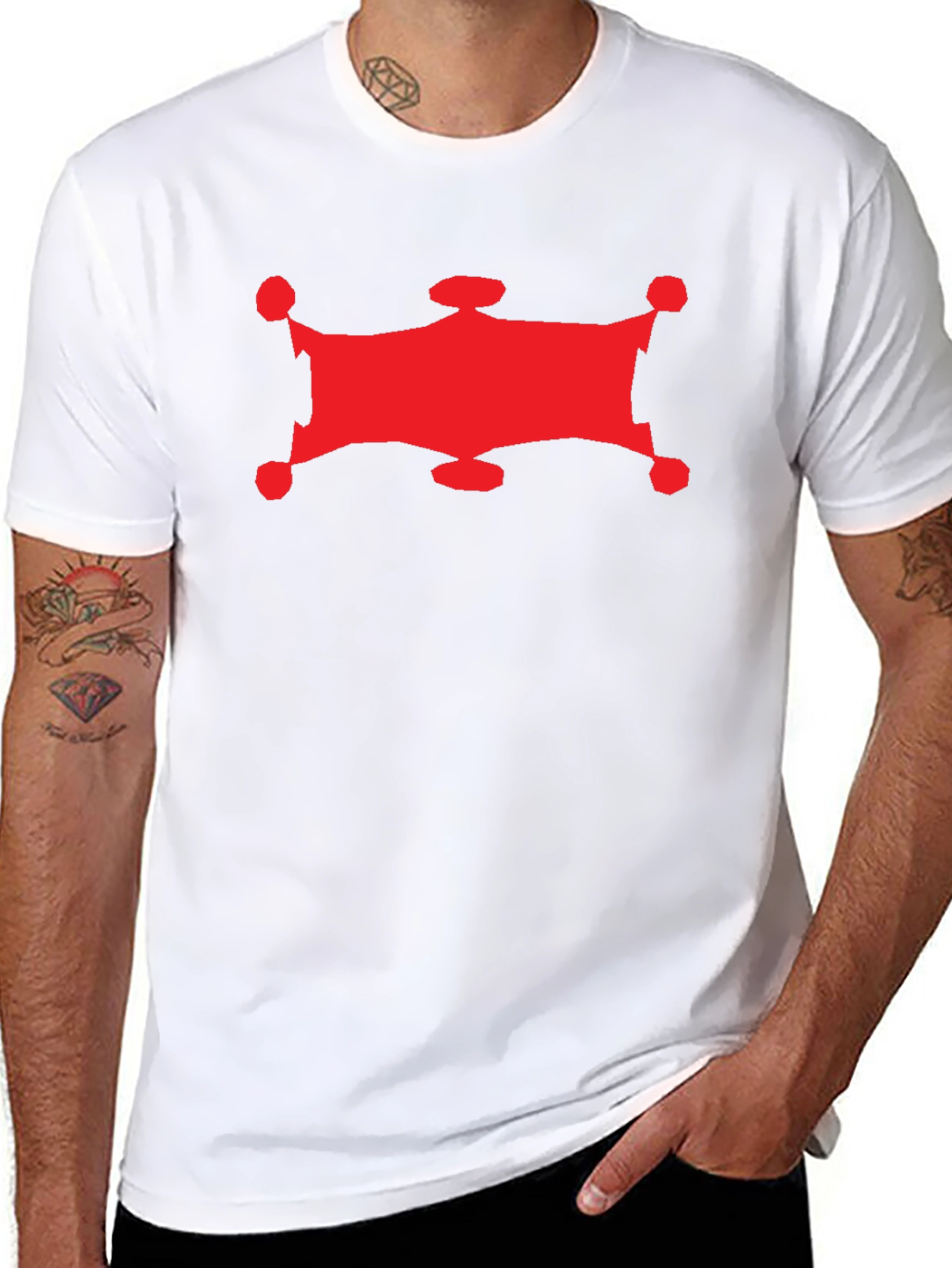 Red Graphic Print Black Crew Neck T-Shirt