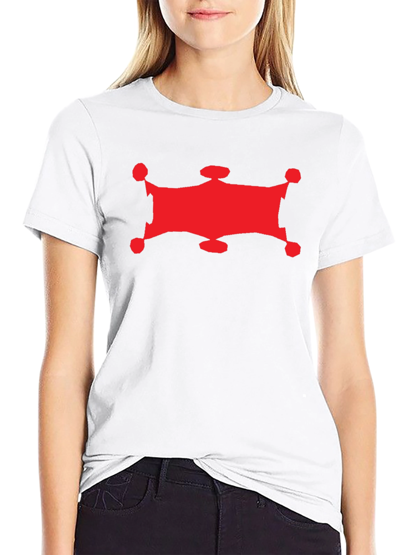 Red Graphic Print Black Crew Neck T-Shirt