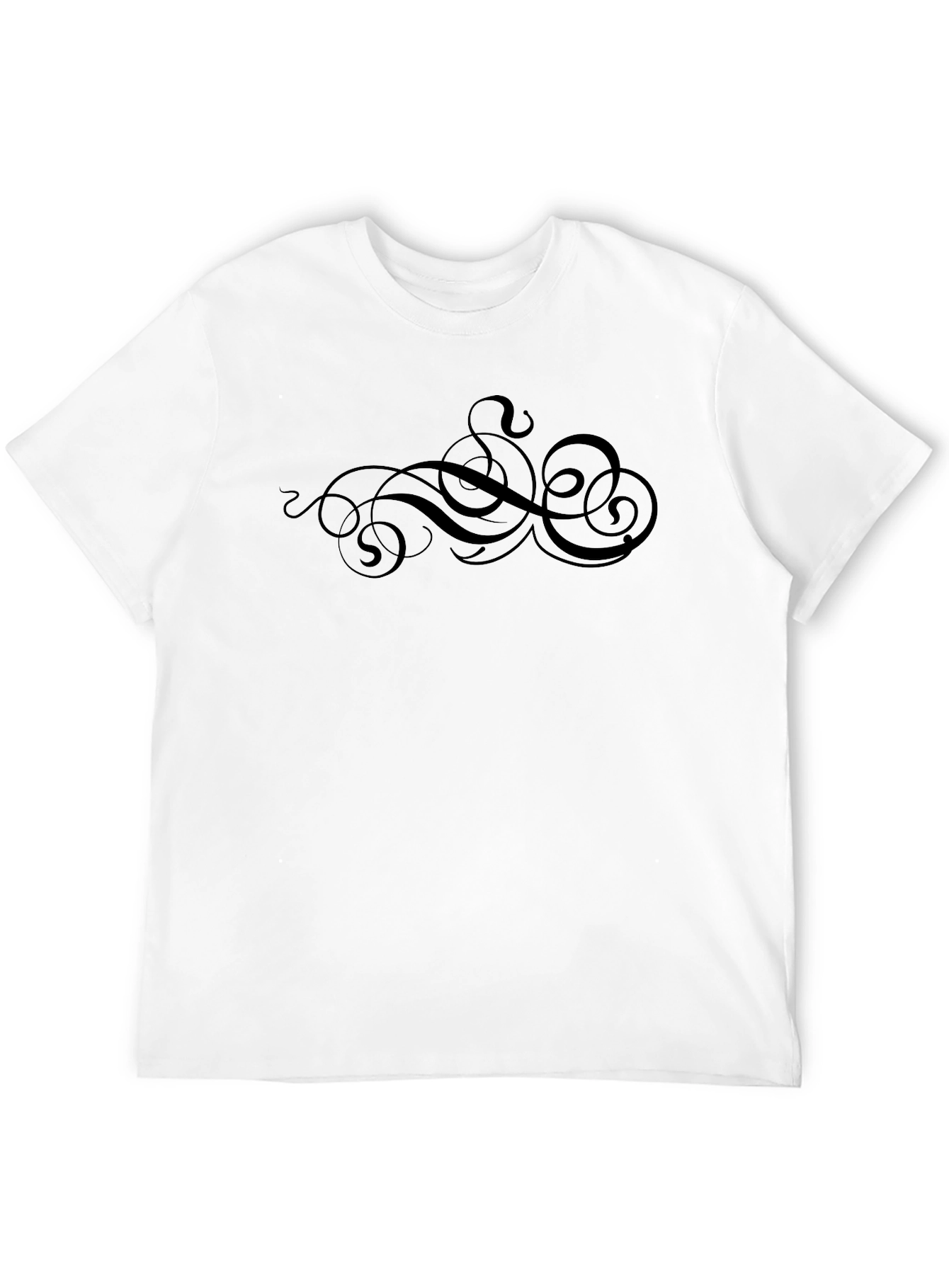Mens Black Tee with Swirl Design
