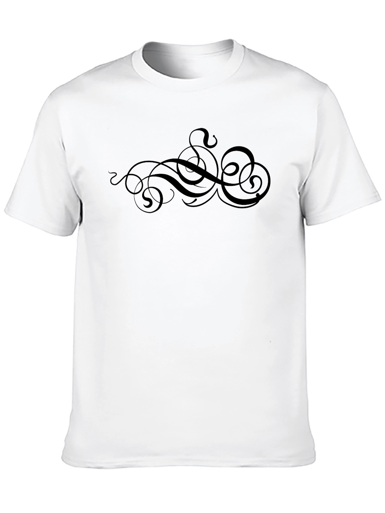 Mens Black Tee with Swirl Design