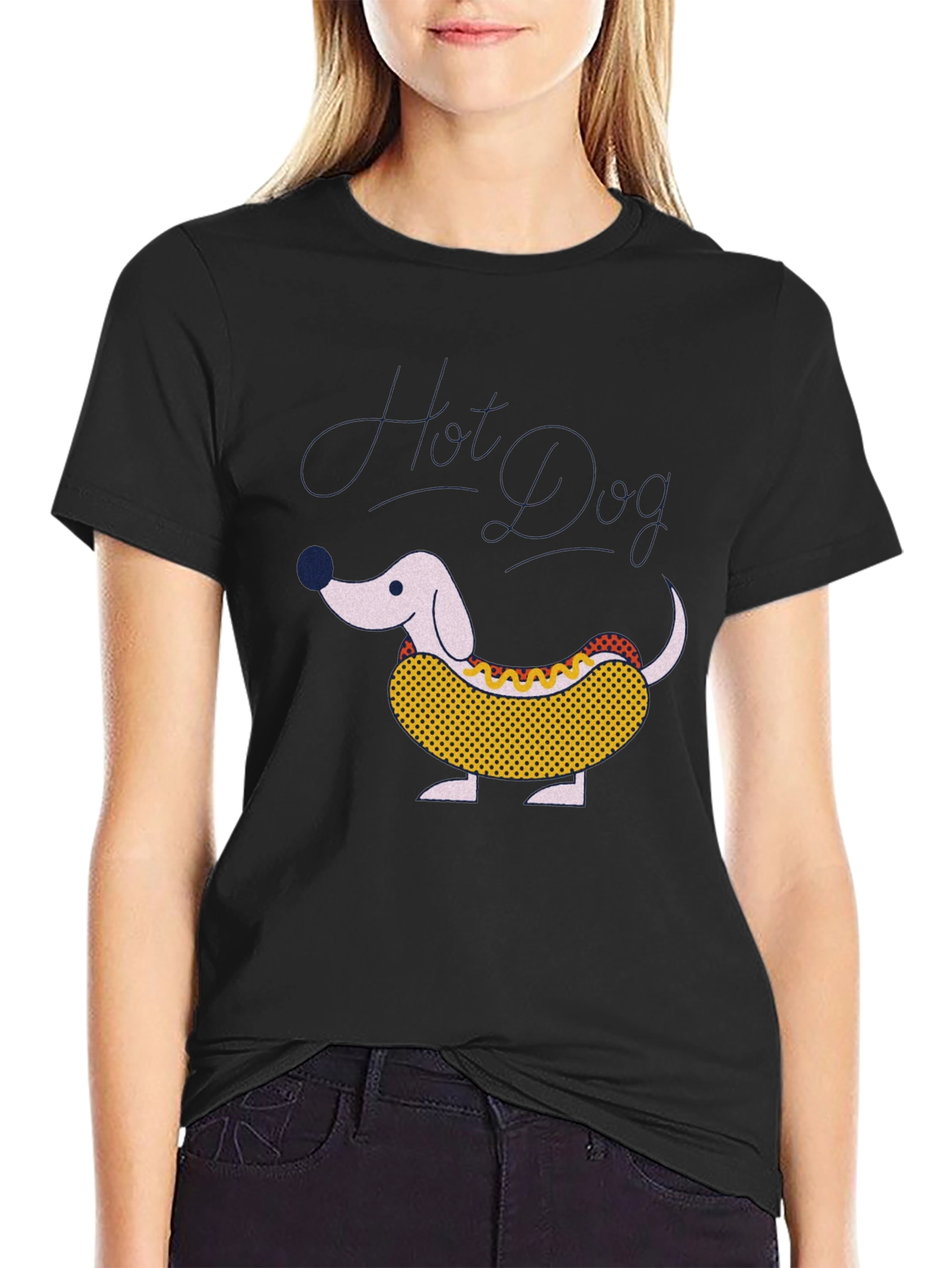 Hot Dog Dachshund Graphic Tee - Funny Novelty T-Shirt