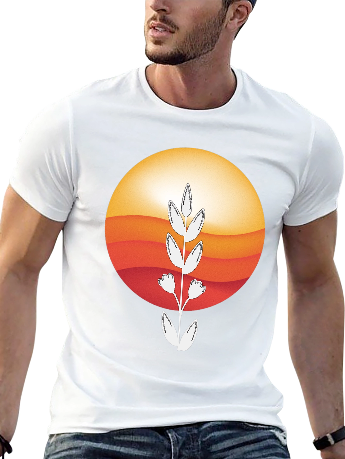 Sunset Flower Graphic Tee - Stylish & Comfortable