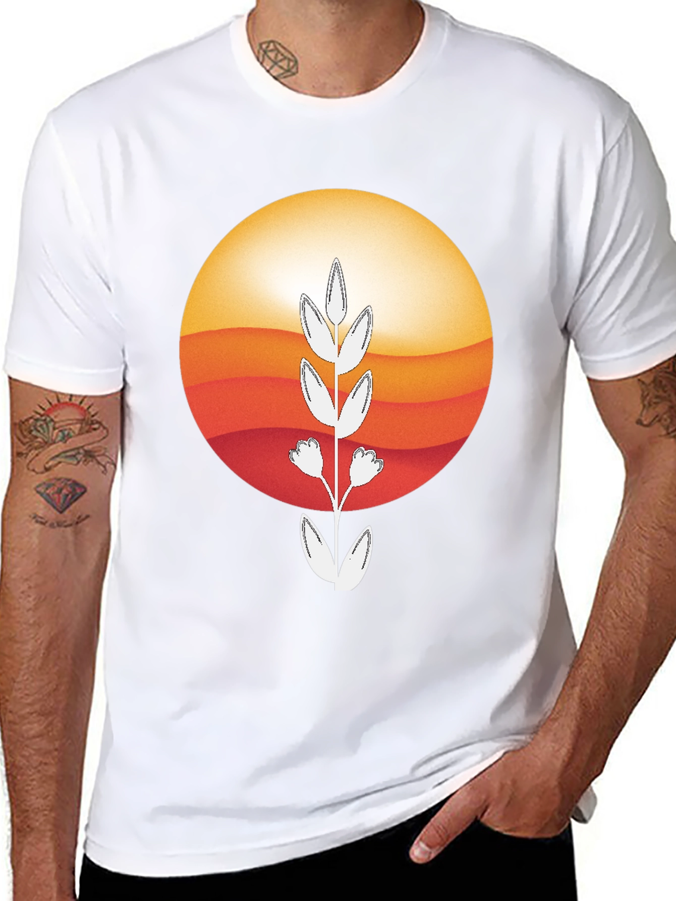 Sunset Flower Graphic Tee - Stylish & Comfortable