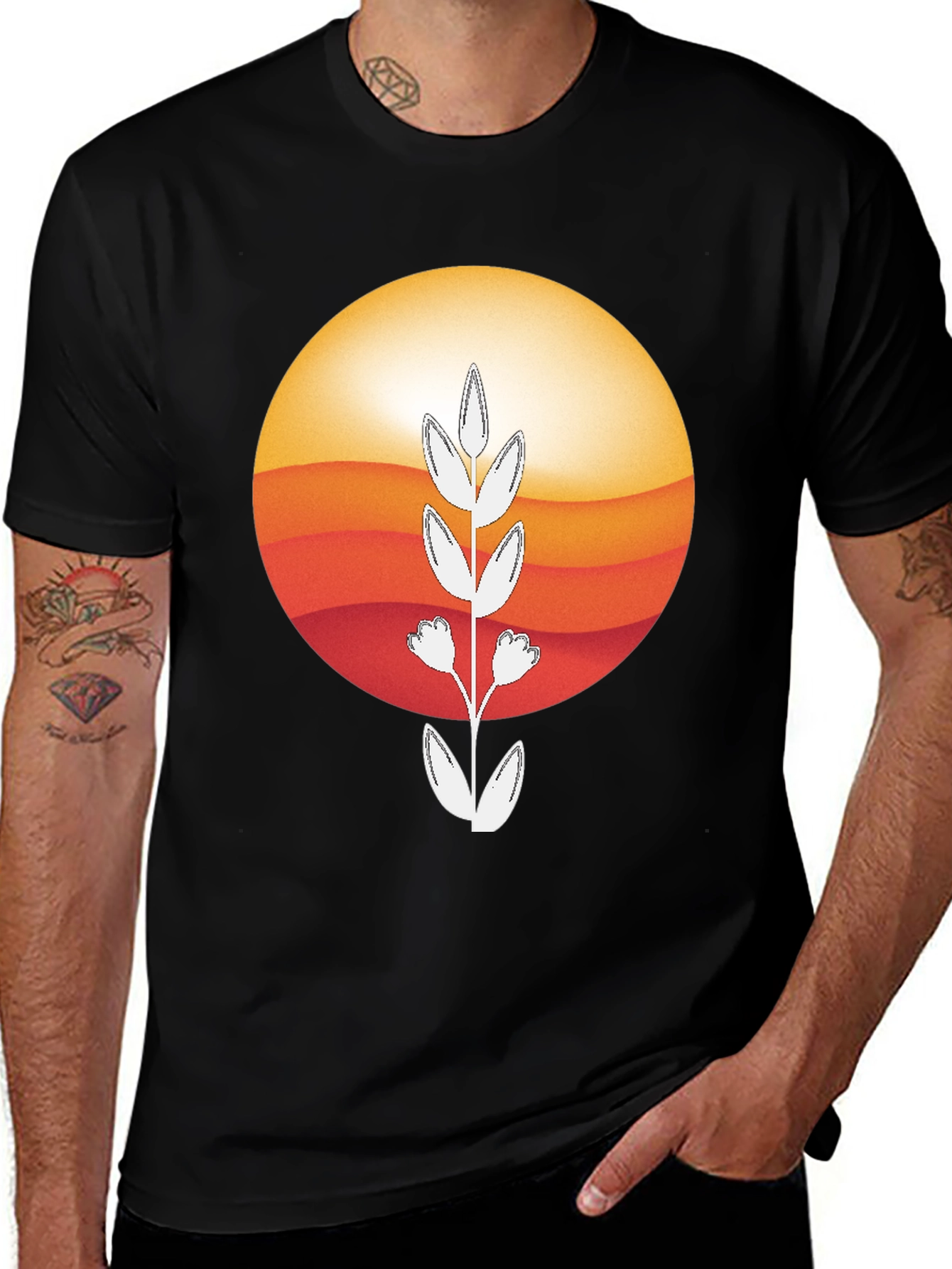 Sunset Flower Graphic Tee - Stylish & Comfortable