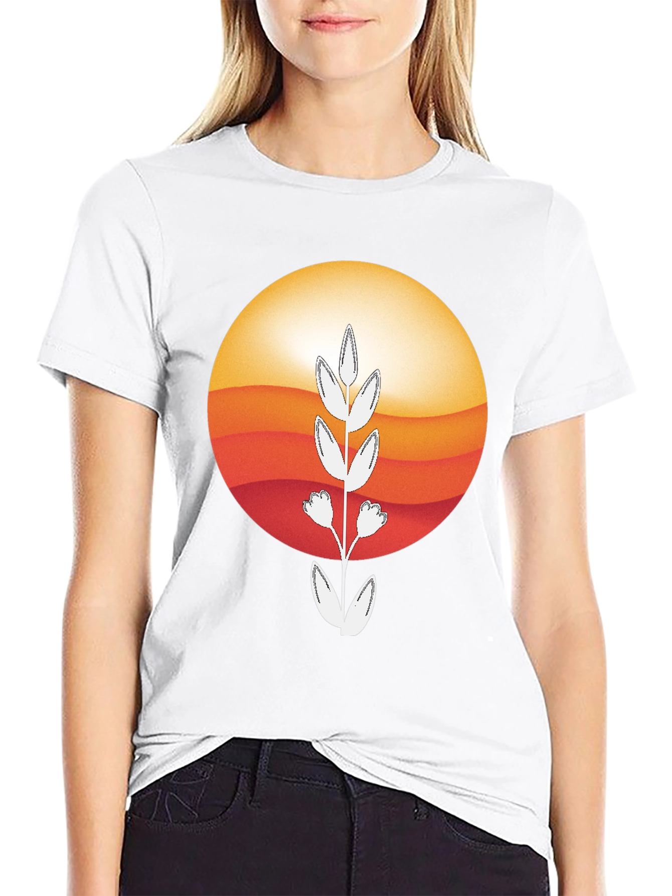 Sunset Flower Graphic Tee - Stylish & Comfortable
