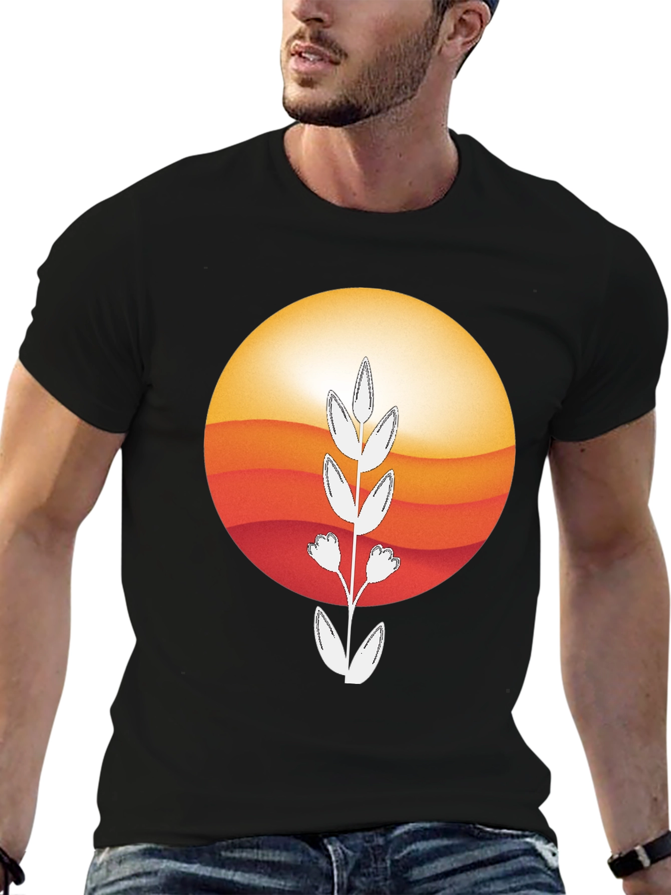 Sunset Flower Graphic Tee - Stylish & Comfortable
