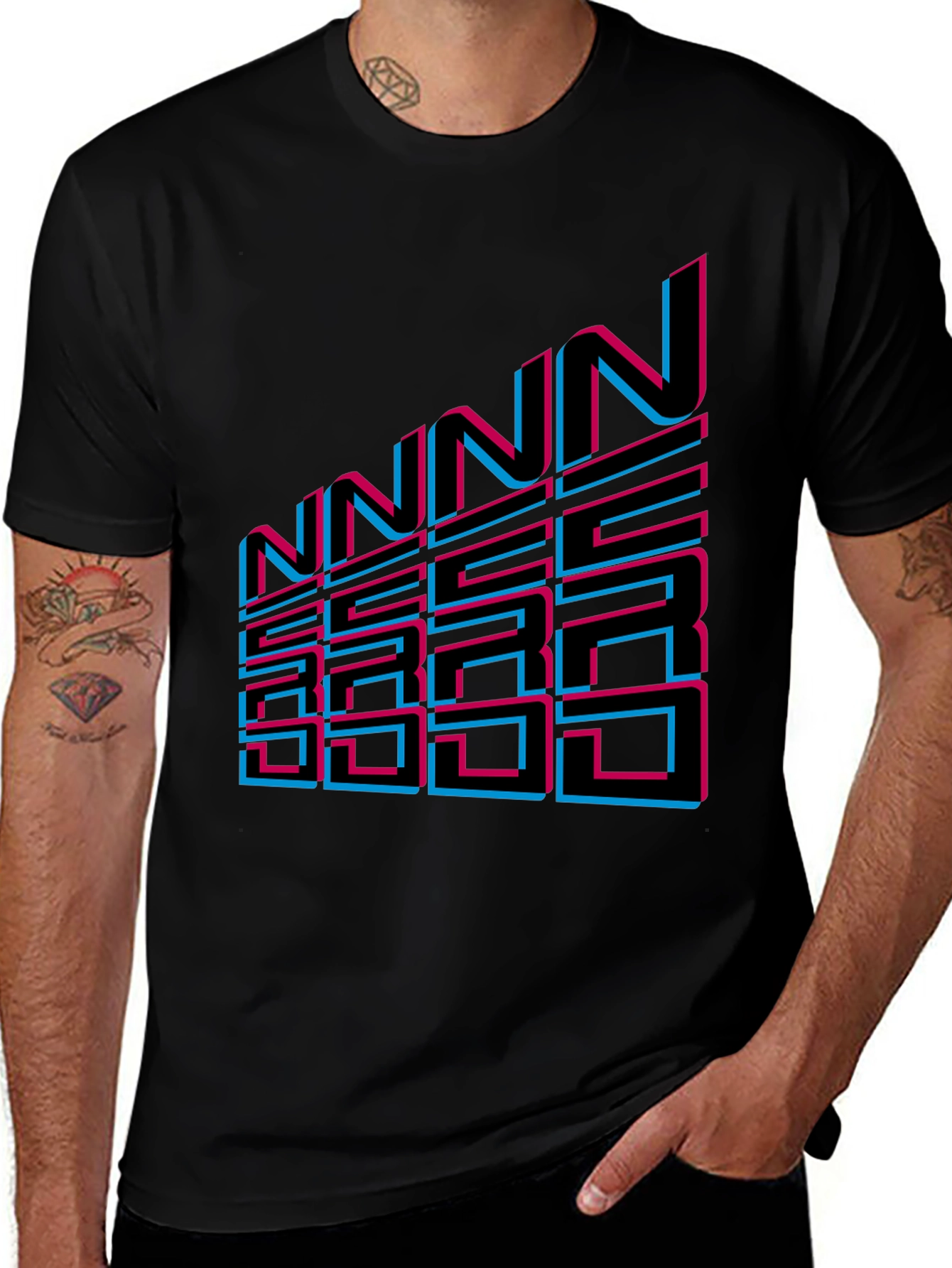 Retro NNN SSS Graphic Tee - Black