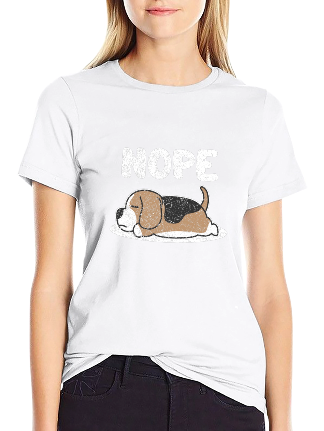 Nope Sleeping Dog Graphic T-Shirt