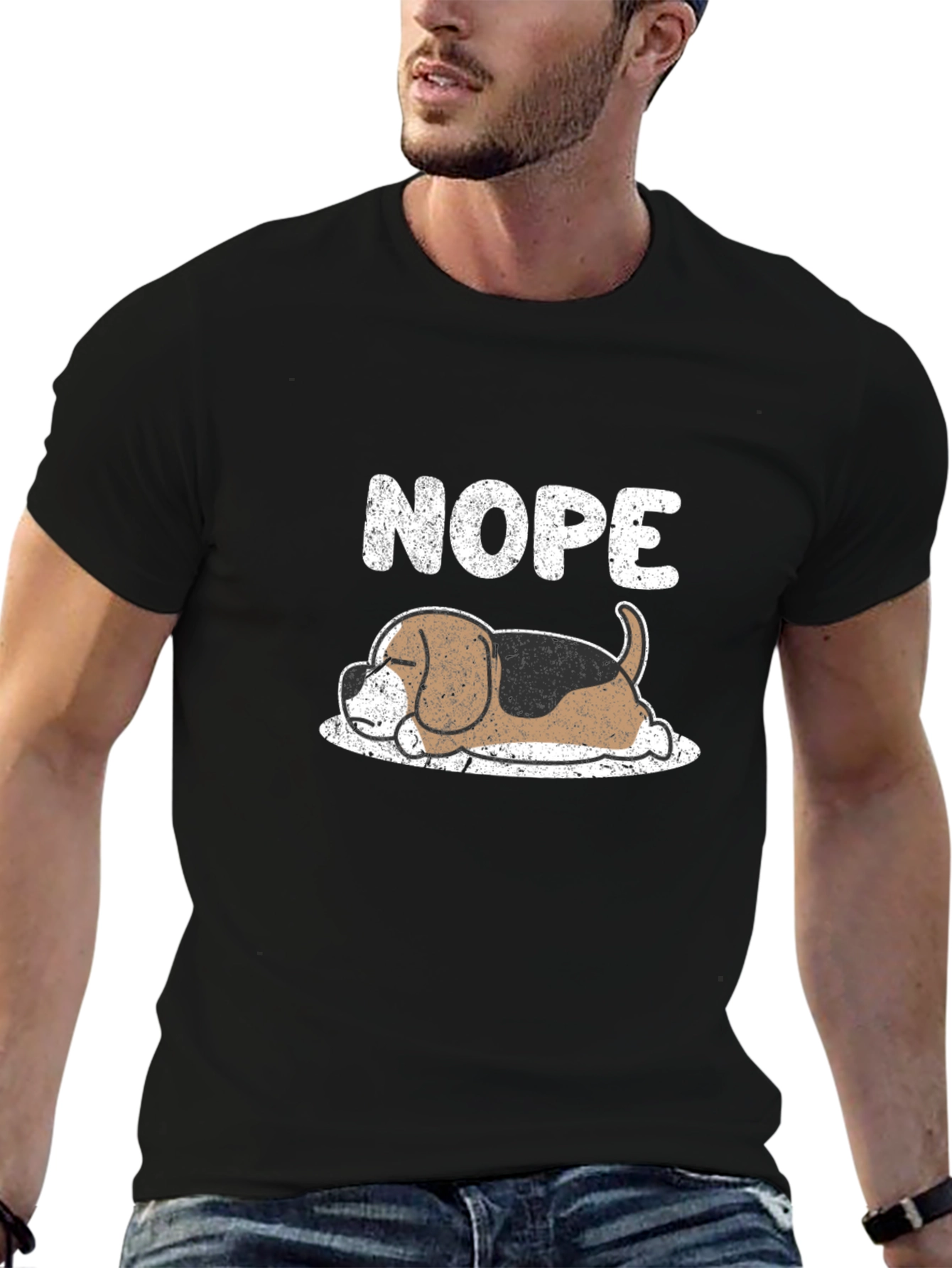 Nope Sleeping Dog Graphic T-Shirt
