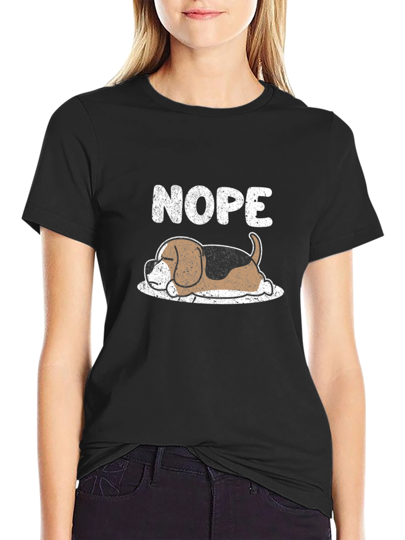Nope Sleeping Dog Graphic T-Shirt
