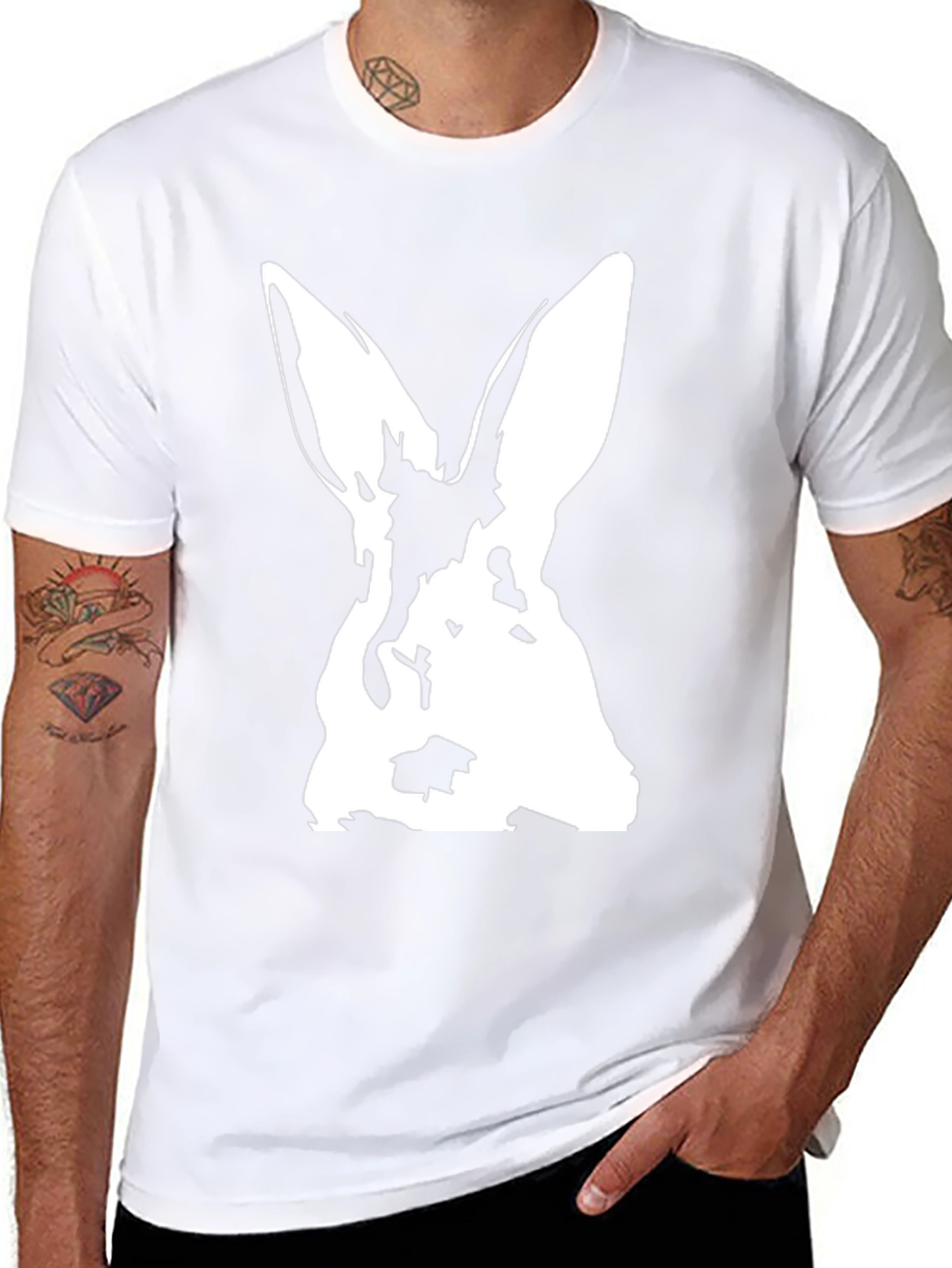 Rabbit Graphic Black T-Shirt - Unique Animal Design